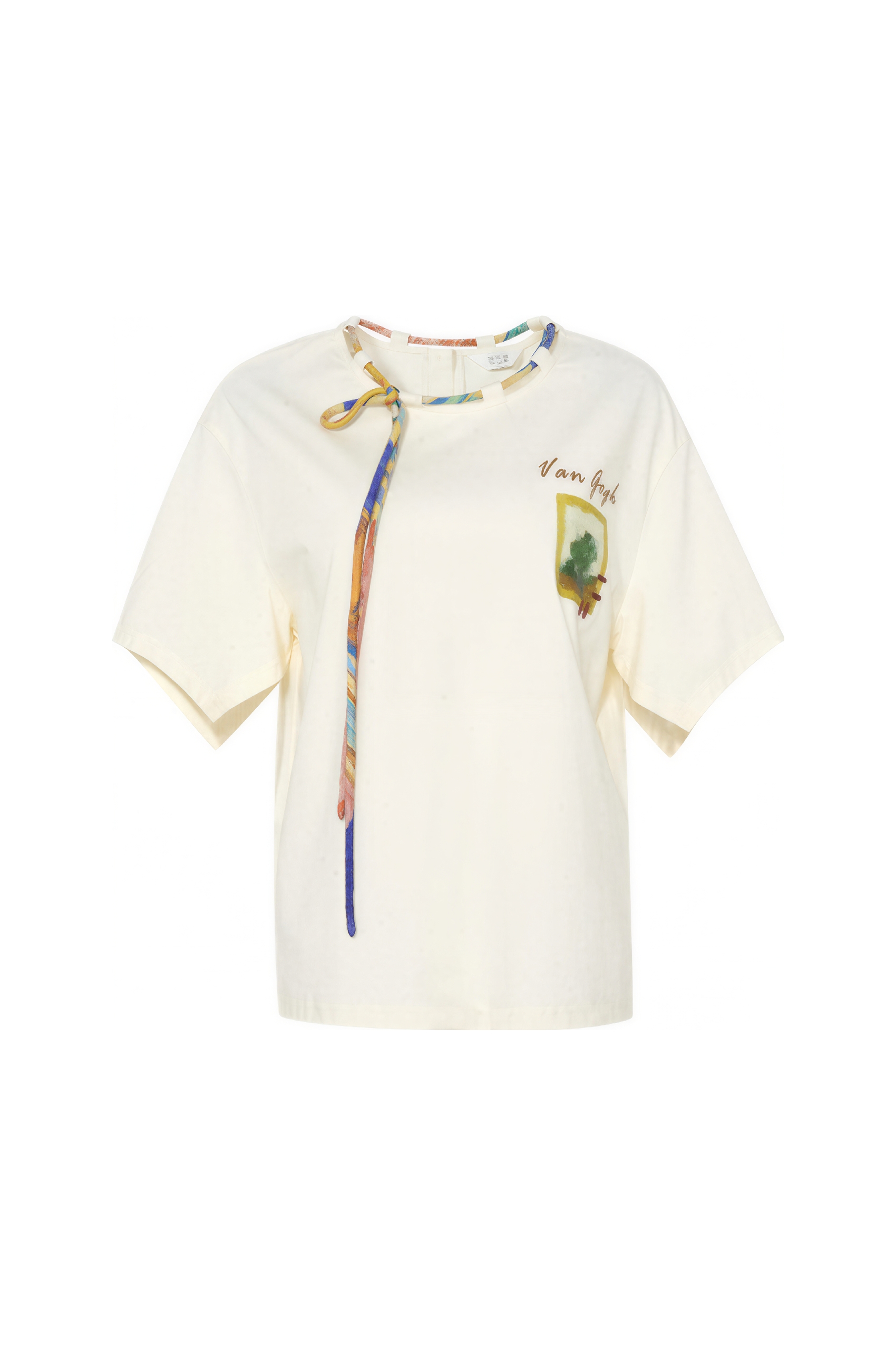 Van Gogh-Inspired Relaxed Design Short-Sleeve Top