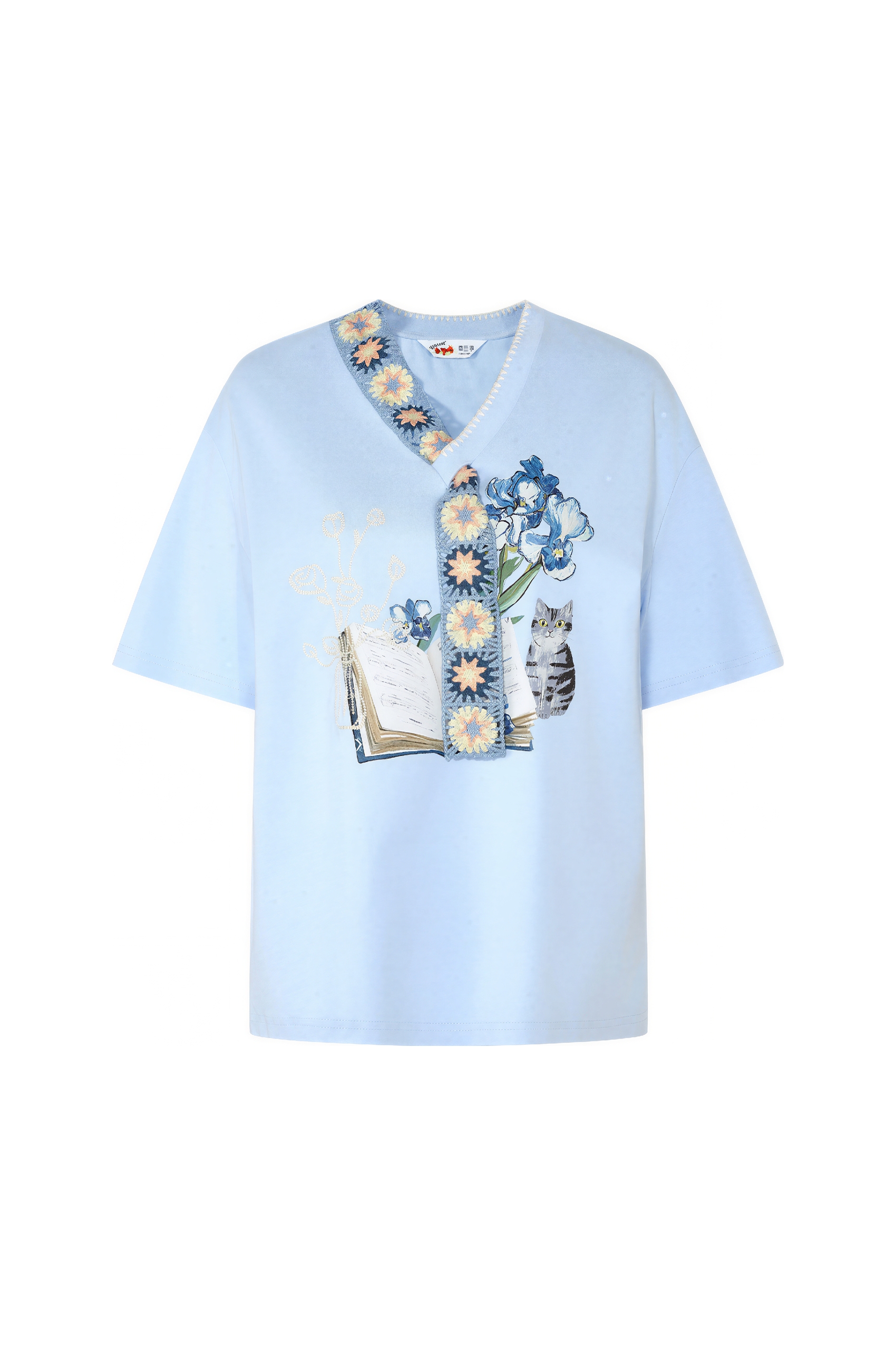 Designer Small V-Neck Relaxed T-Shirt | LYONSENS Women's Fashion