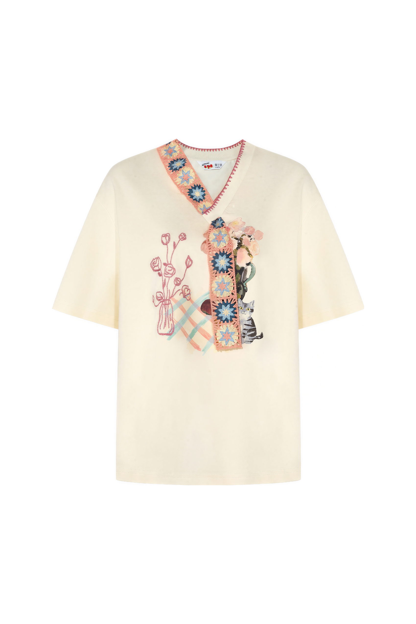 Designer Small V-Neck Relaxed T-Shirt | LYONSENS Women's Fashion