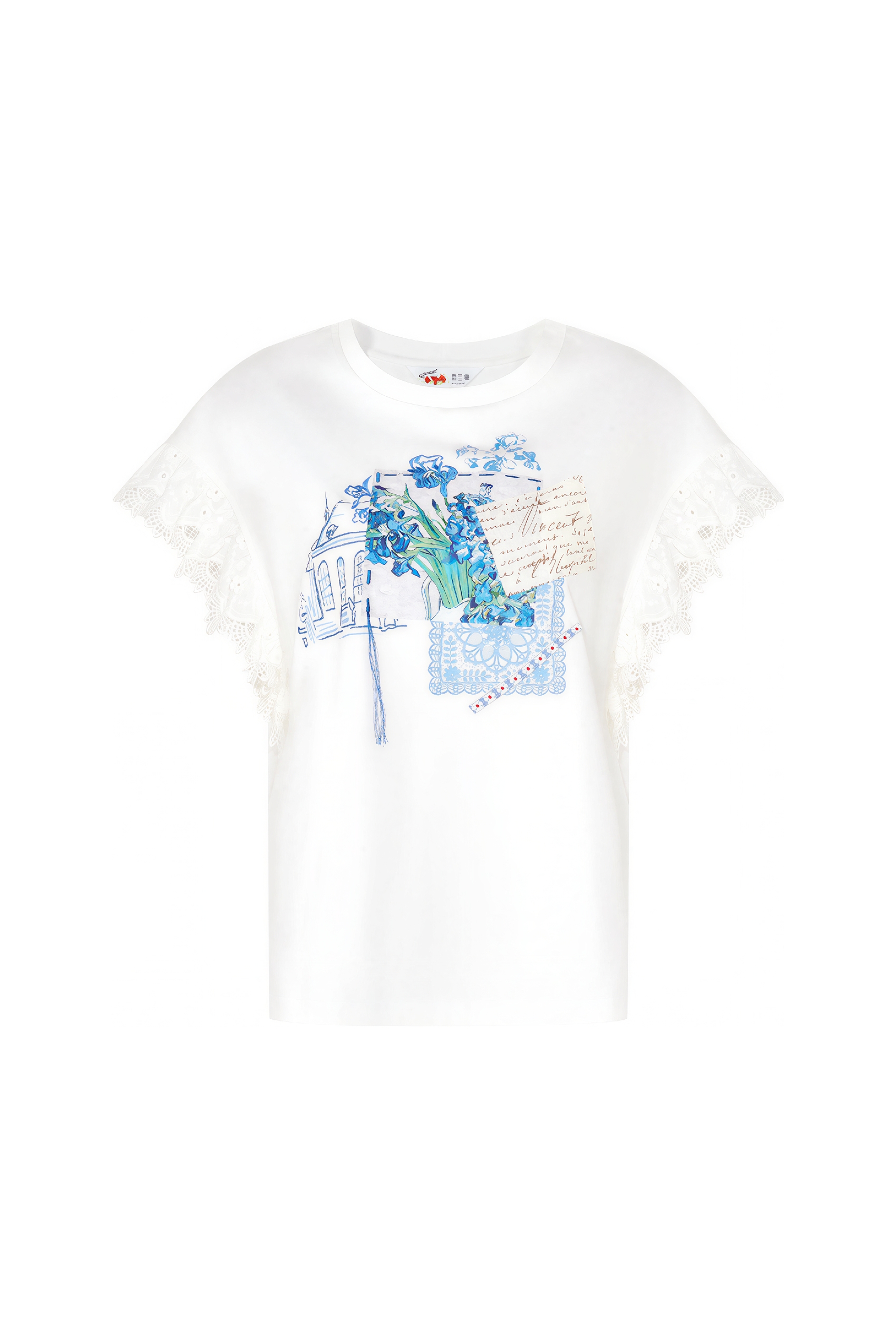 White Lace Patchwork Short-Sleeve T-Shirt