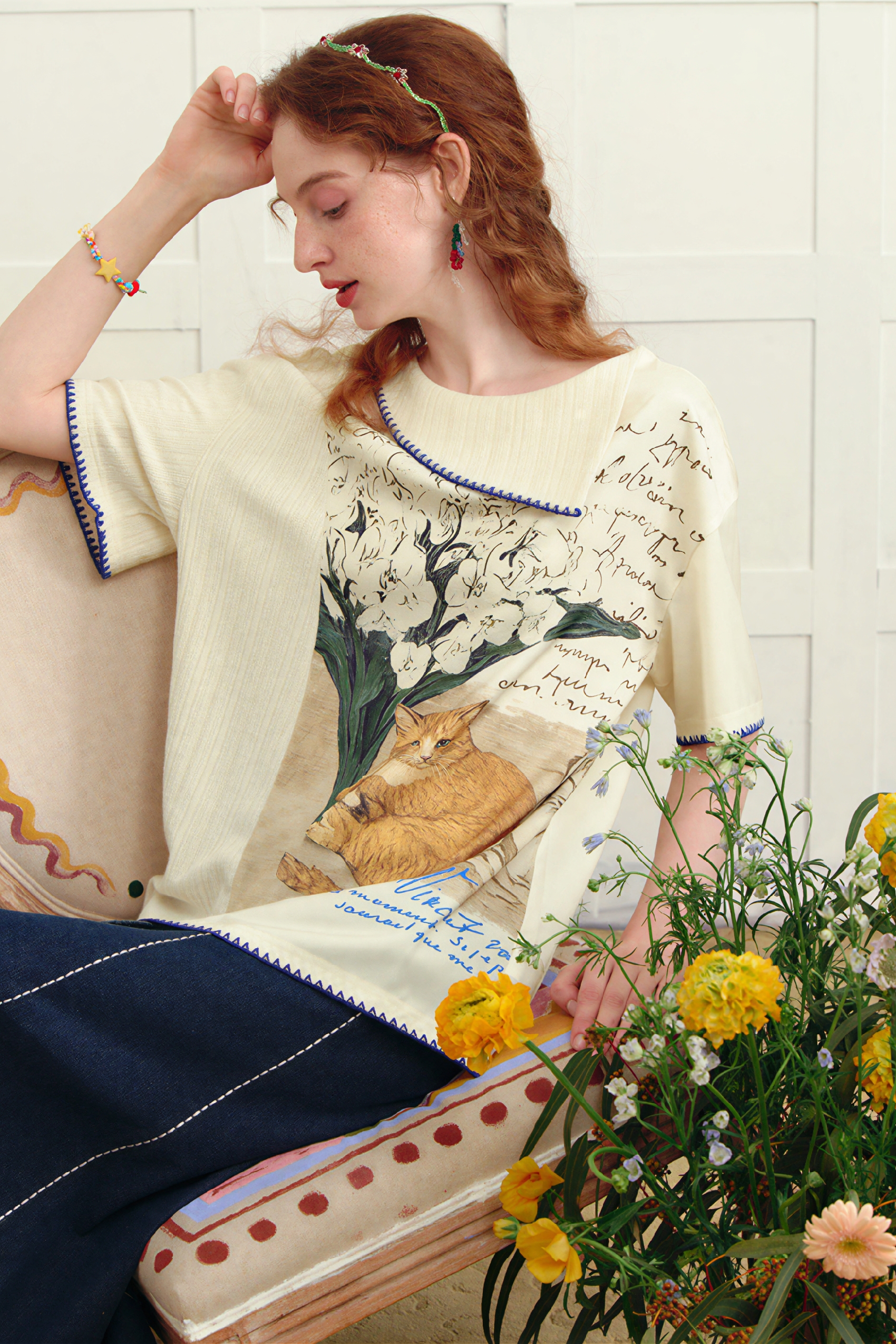 Artistic Designer Knit Short-Sleeve Tee | LYONSENS Women's Fashion