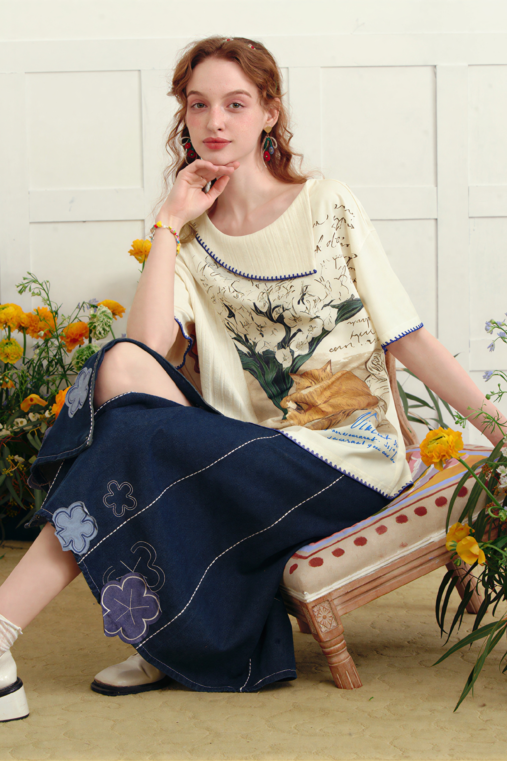 Artistic Designer Knit Short-Sleeve Tee | LYONSENS Women's Fashion