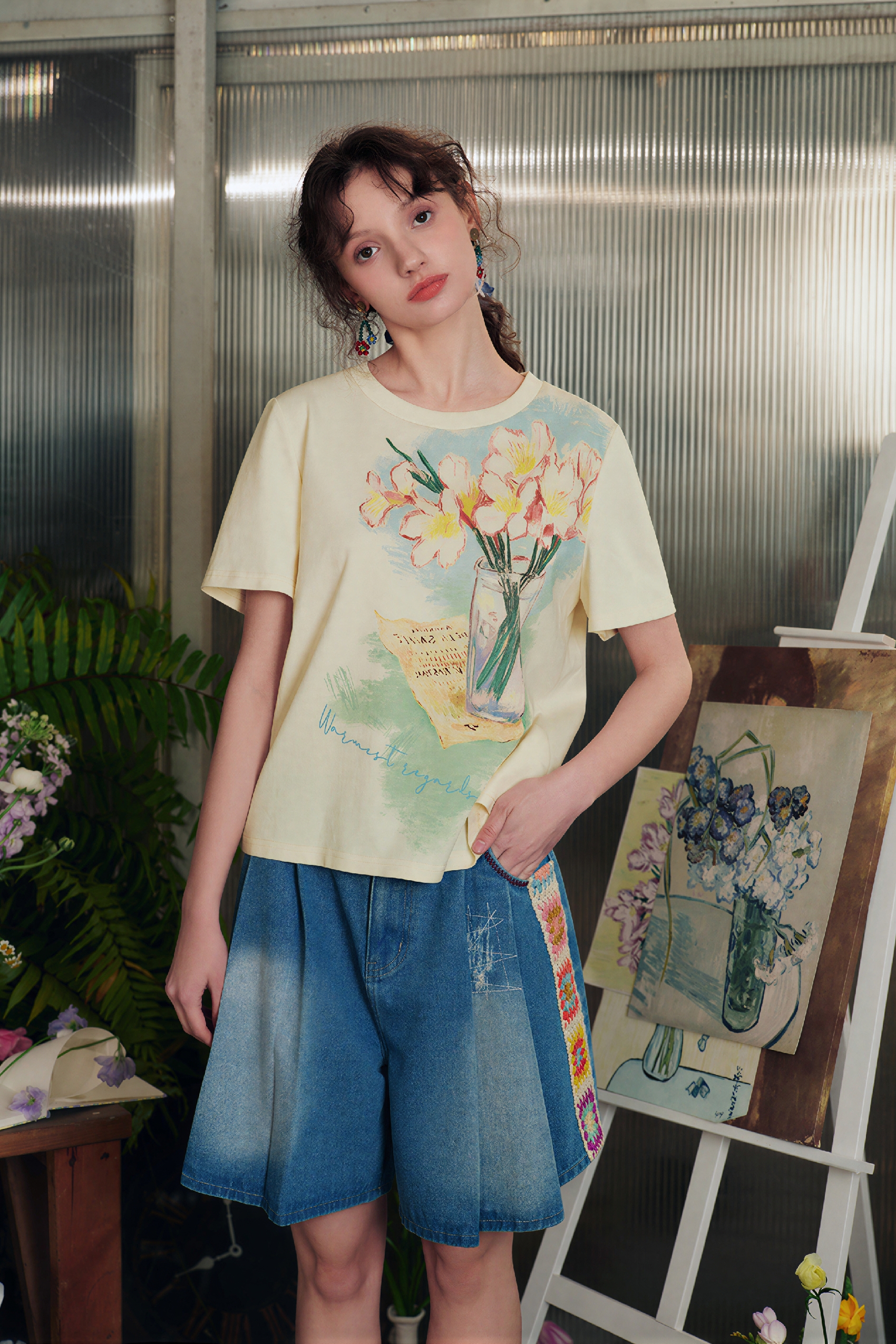 Van Gogh-Inspired Flattering Pure Cotton Top