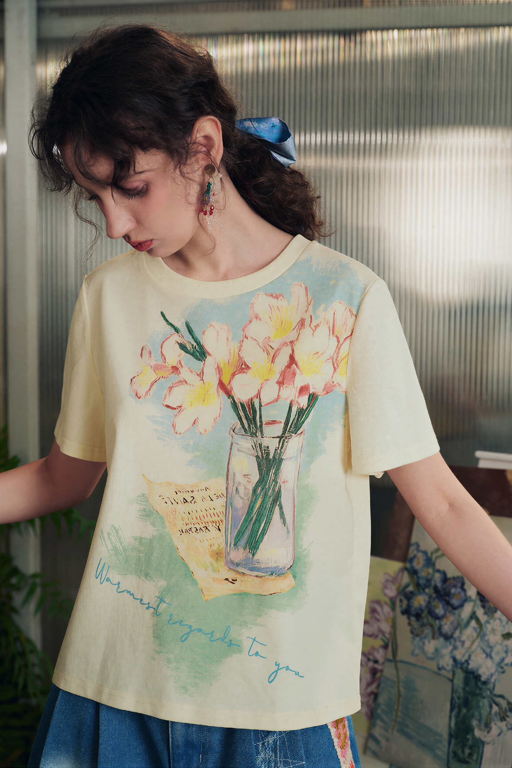 Van Gogh-Inspired Flattering Pure Cotton Top