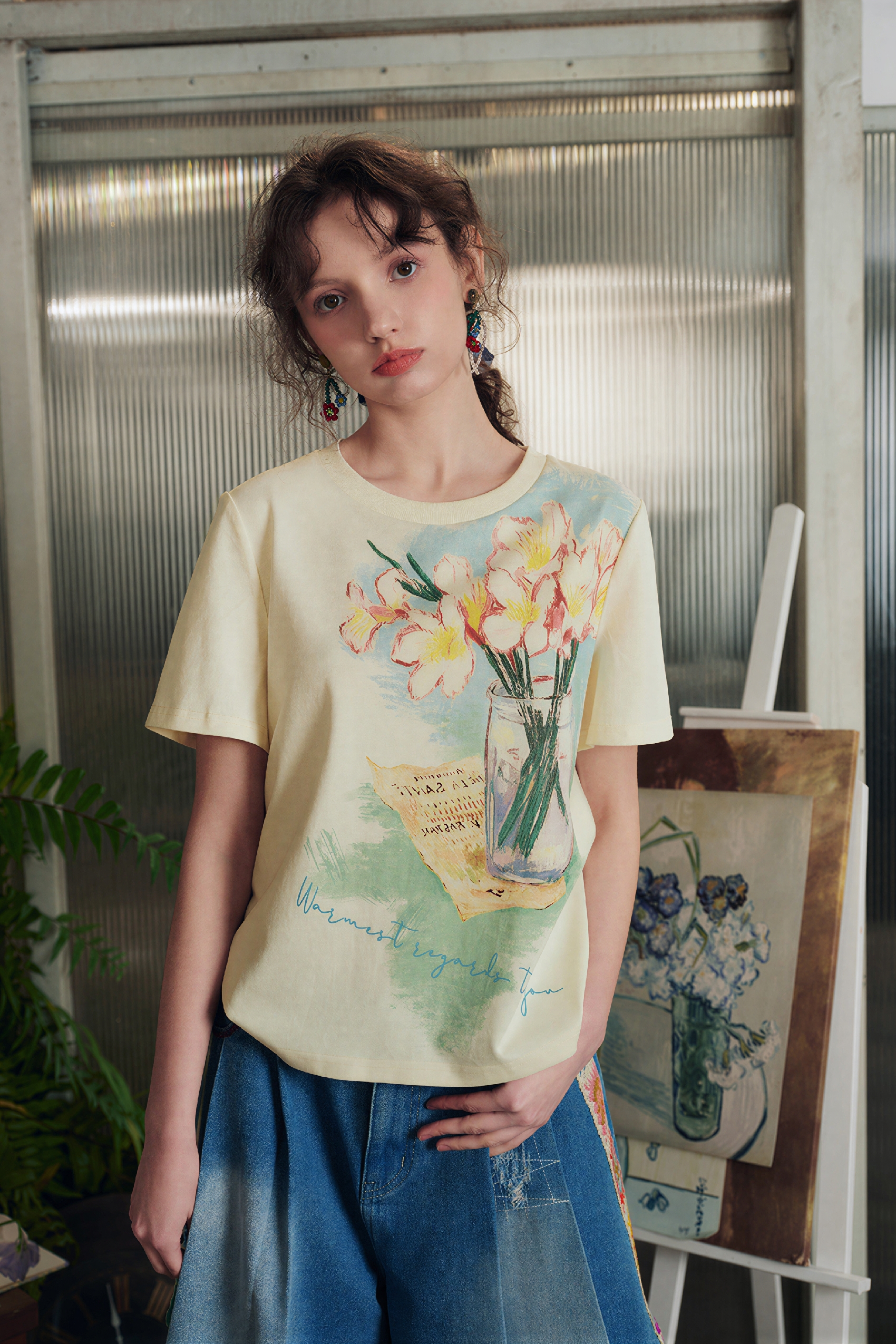 Van Gogh-Inspired Flattering Pure Cotton Top