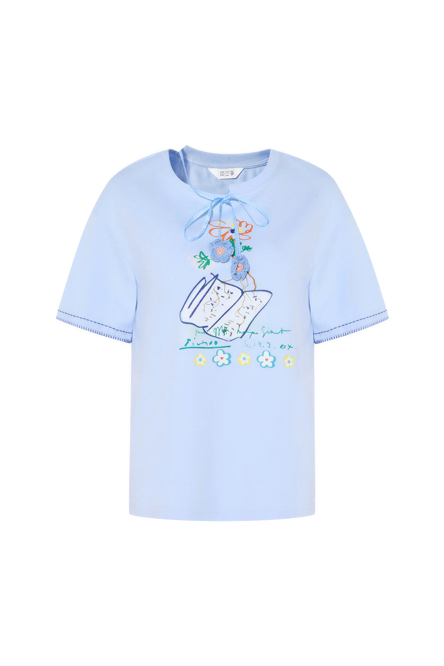 Blue Printed Designer Relaxed T-Shirt-LYONSENS