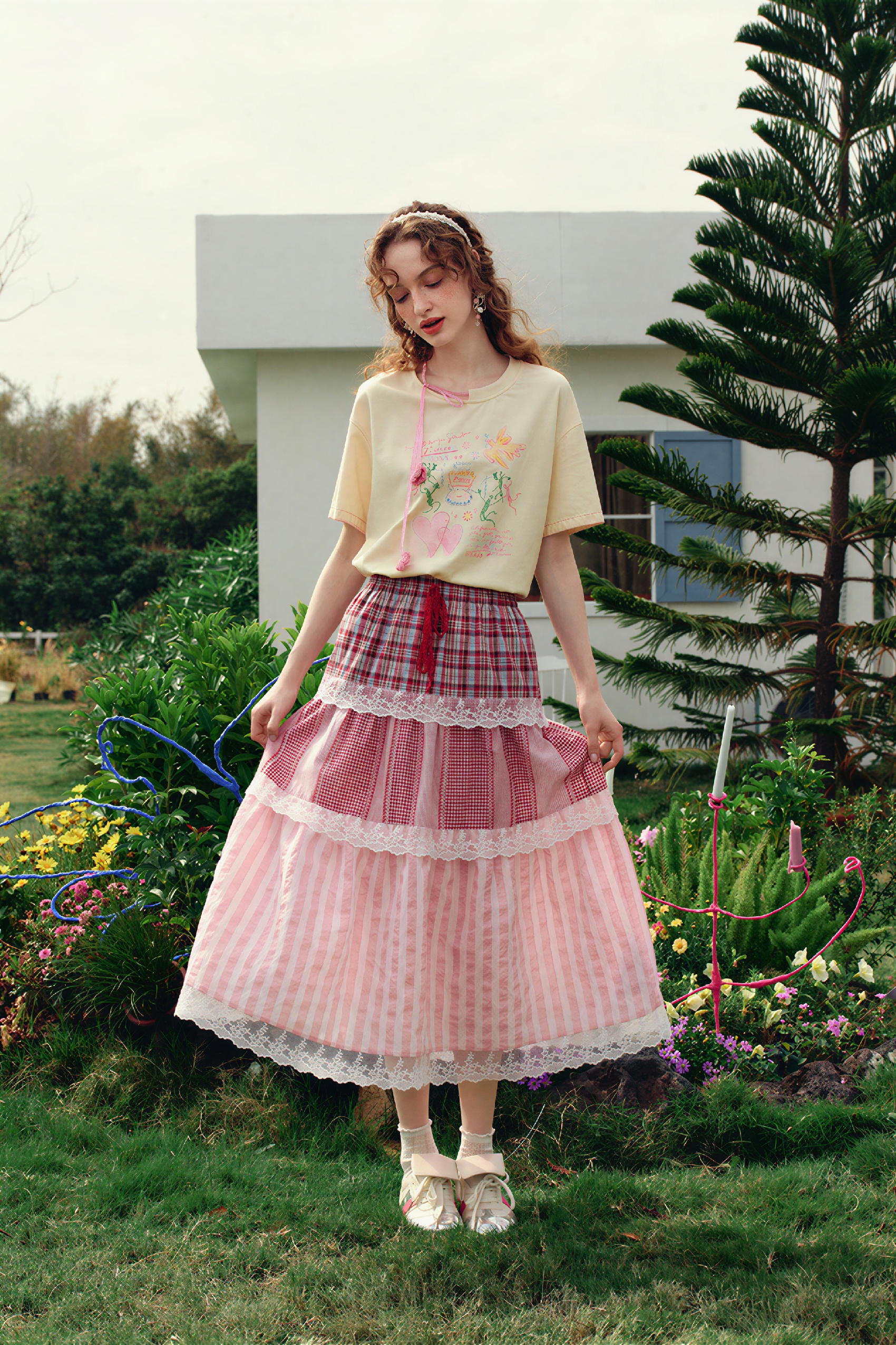 Blue Printed Designer Relaxed T-Shirt-LYONSENS