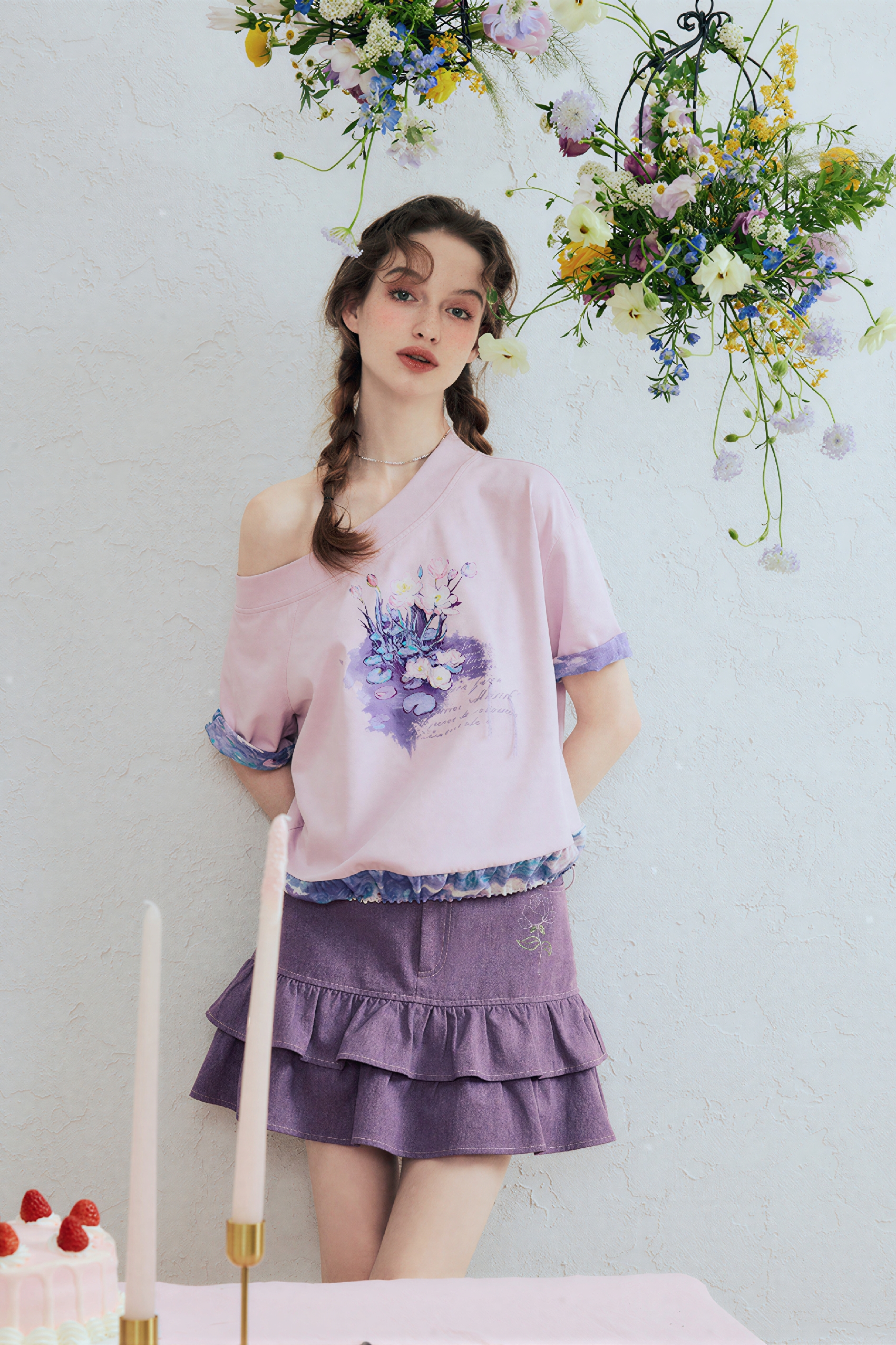 Cold-Shoulder Designer T-Shirt-LYONSENS