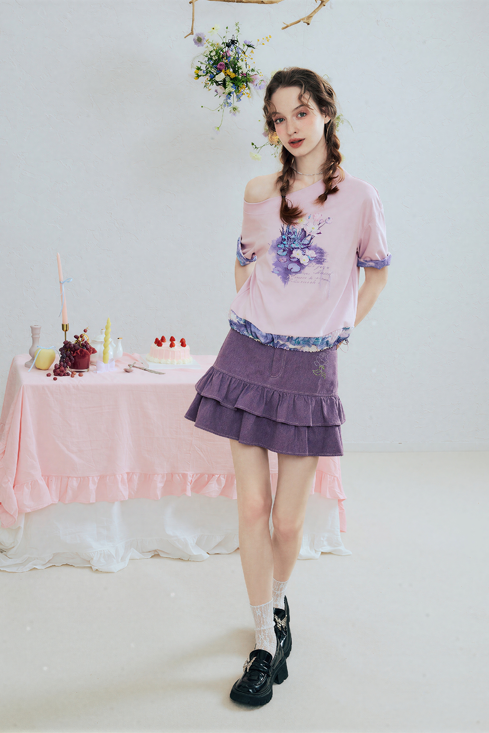 Cold-Shoulder Designer T-Shirt-LYONSENS