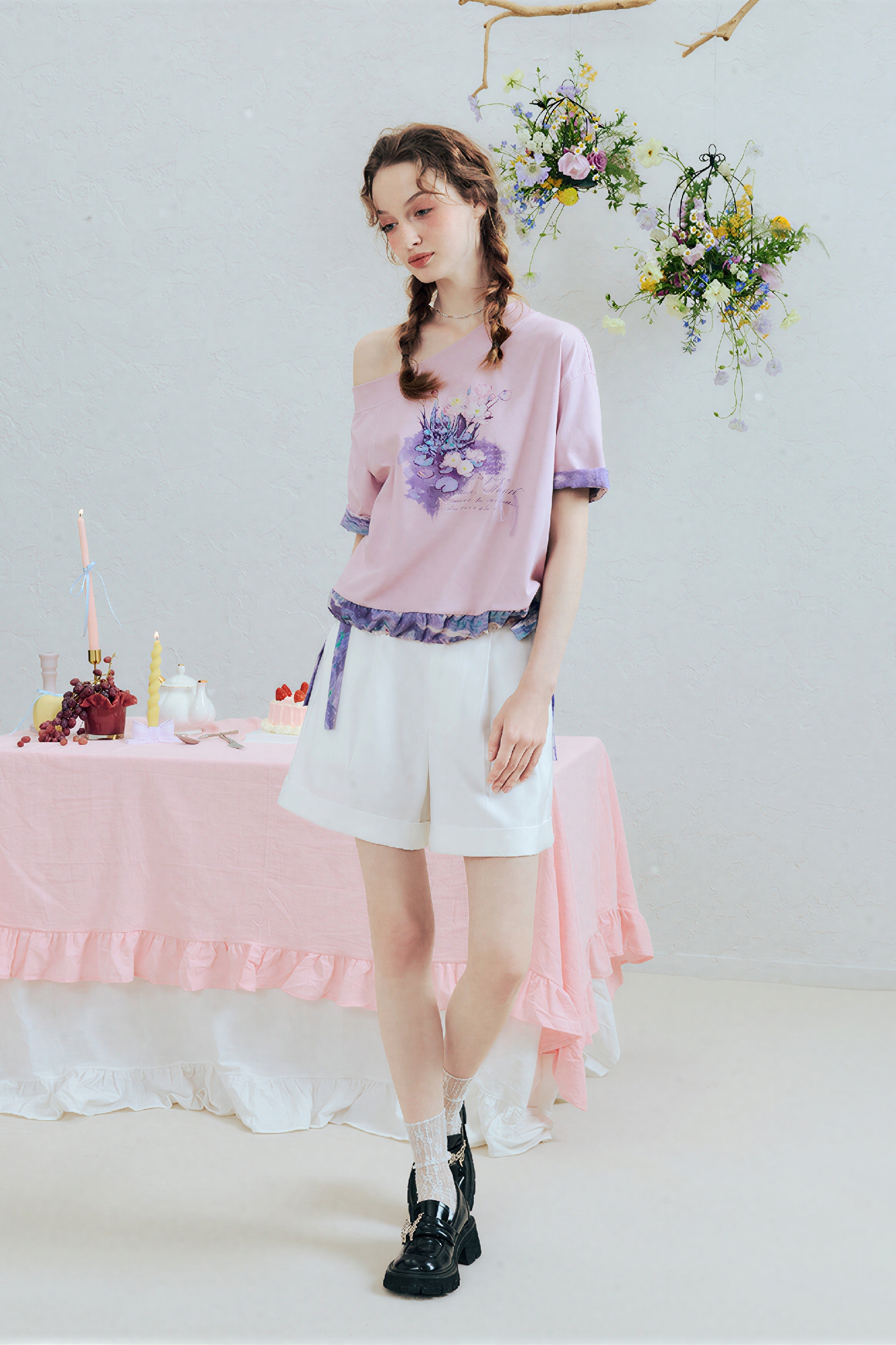Cold-Shoulder Designer T-Shirt-LYONSENS