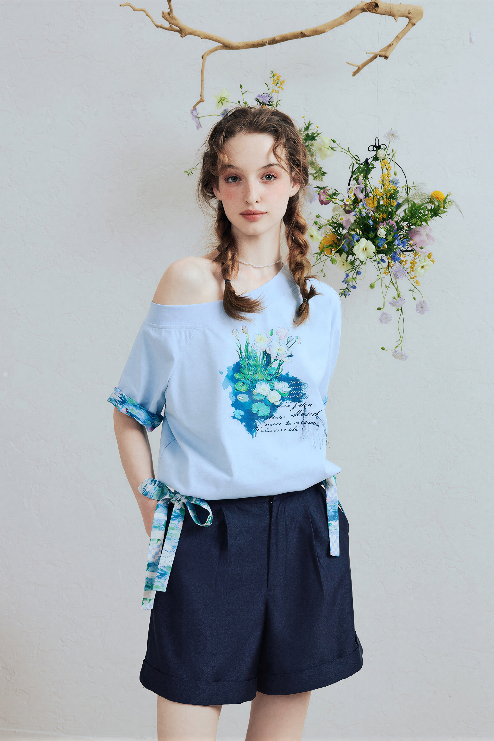 White Relaxed Wide-Leg Shorts