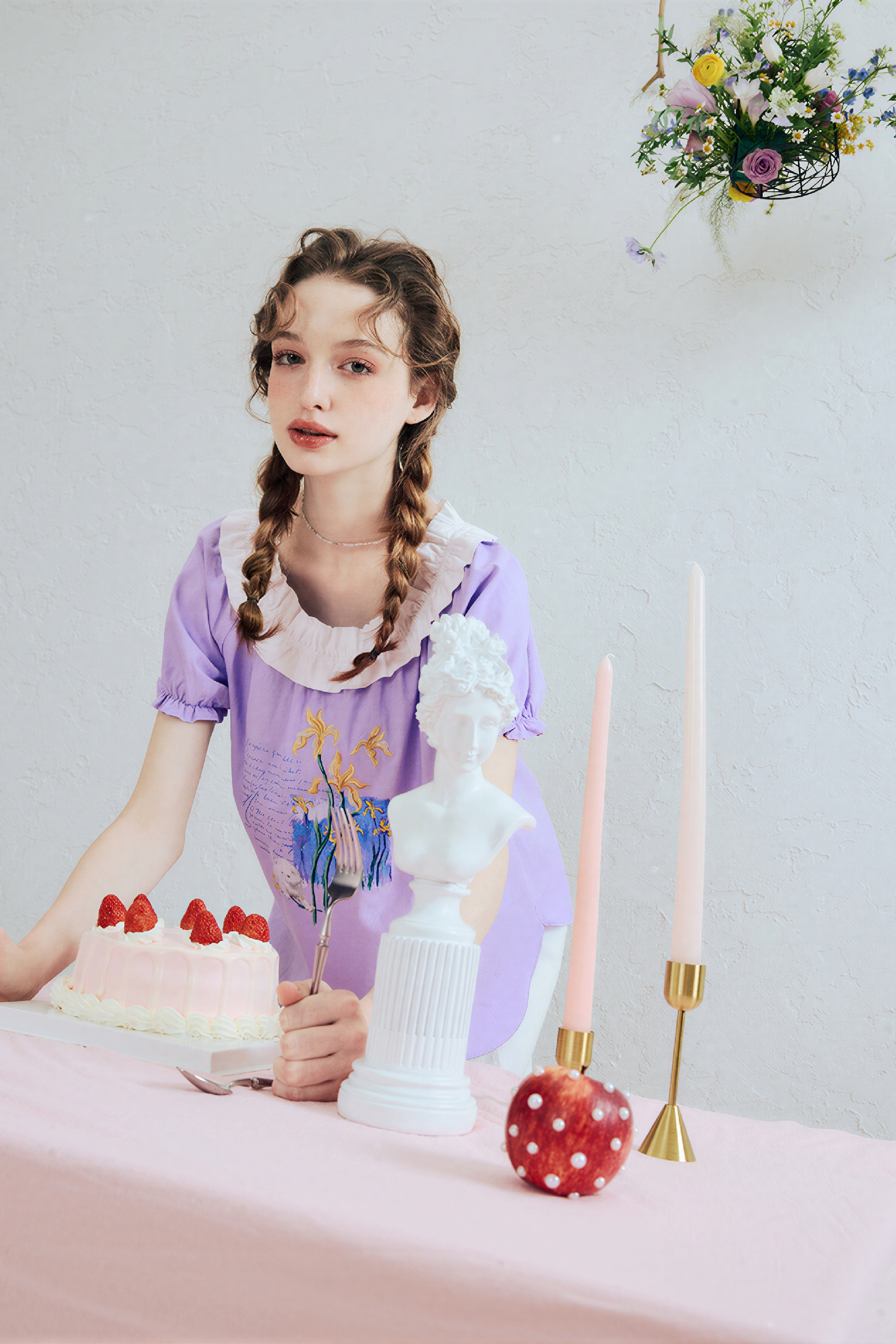 Printed Off-Shoulder Puff Sleeve T-Shirt