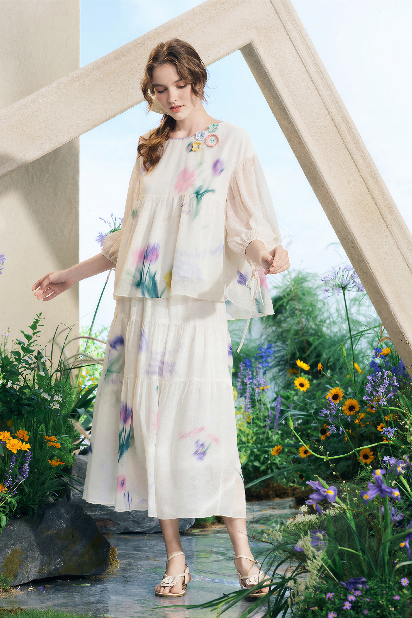 New Printed Top & Skirt Two-Piece Set