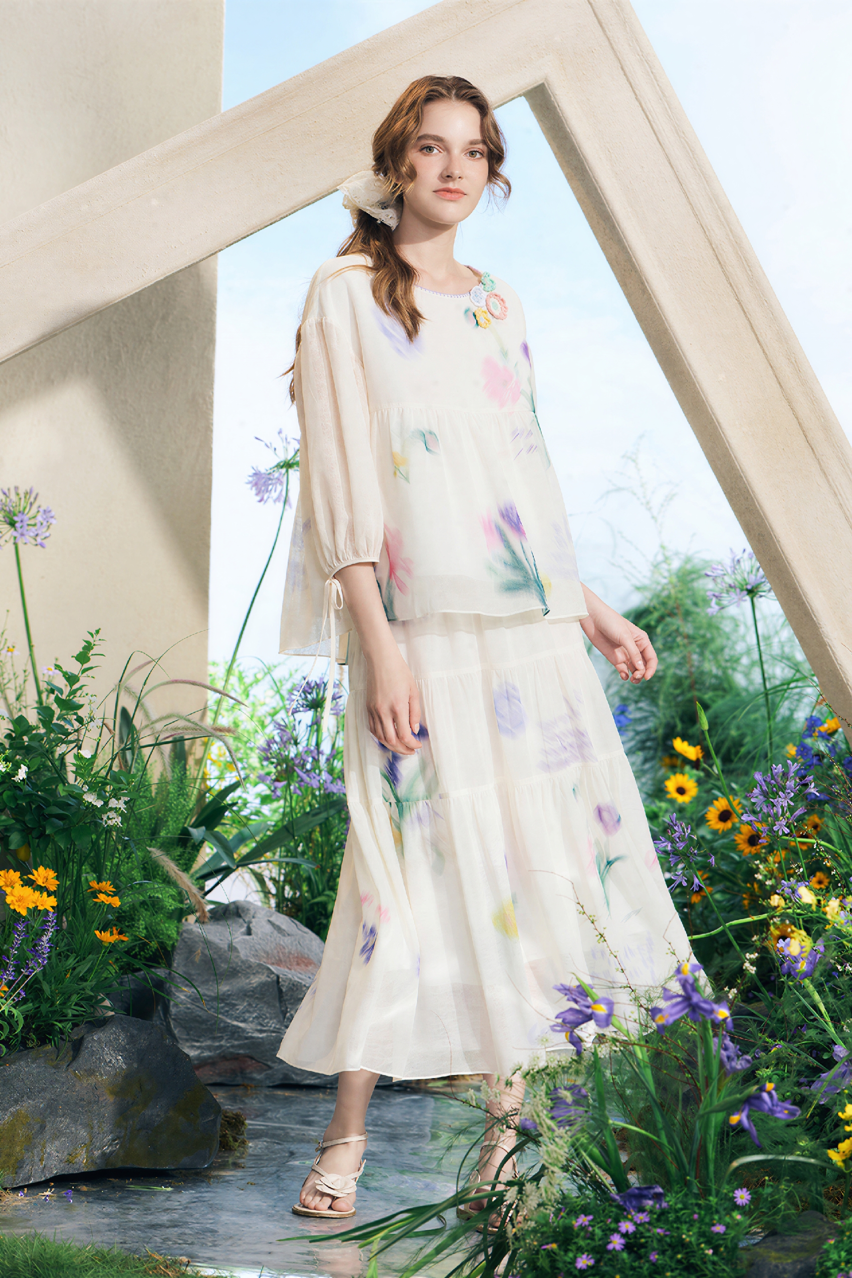 New Printed Top & Skirt Two-Piece Set