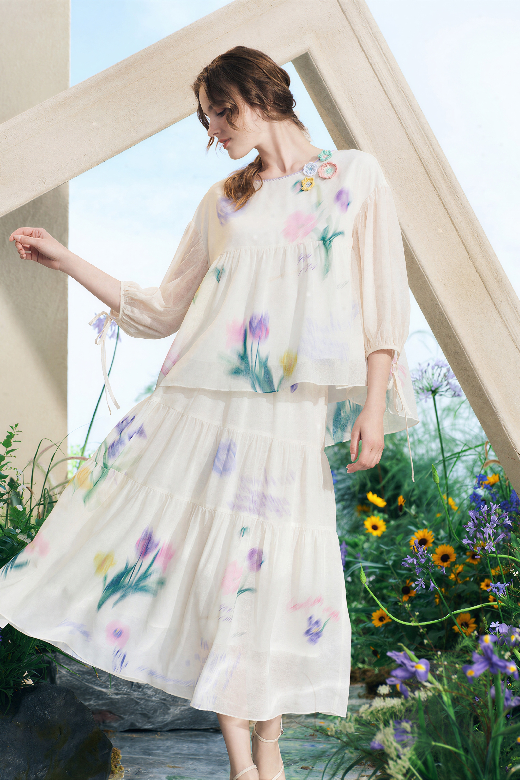 New Printed Top & Skirt Two-Piece Set