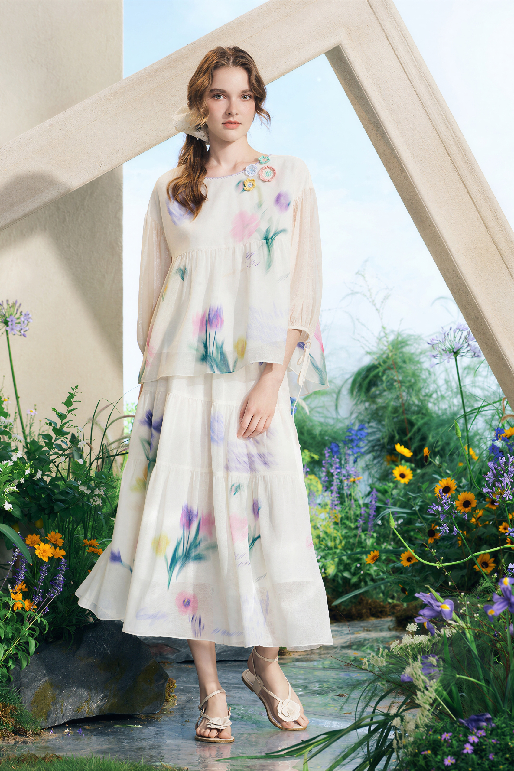 New Printed Top & Skirt Two-Piece Set