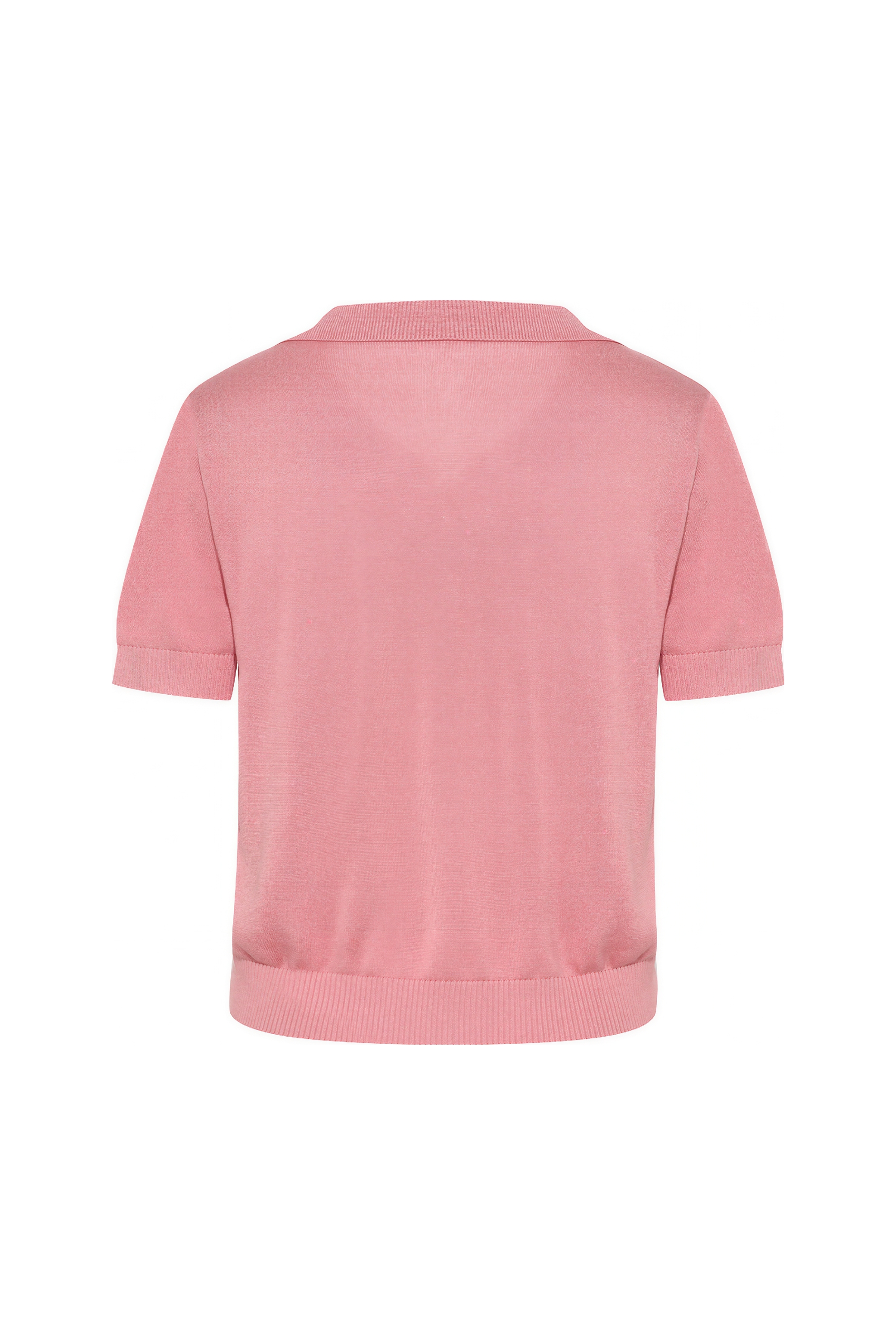 Pink Knit Short-Sleeve Polo Shirt
