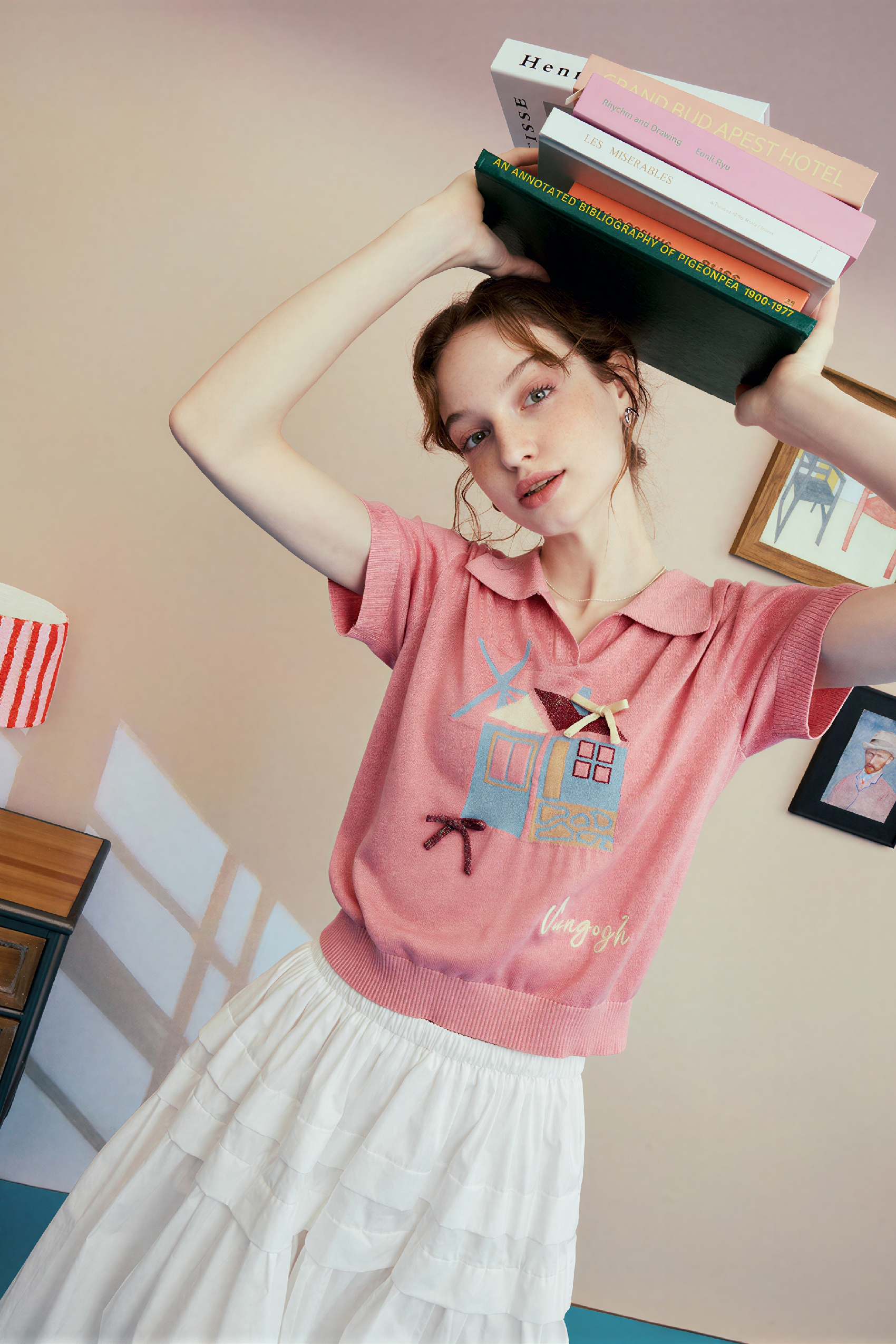 Pink Knit Short-Sleeve Polo Shirt