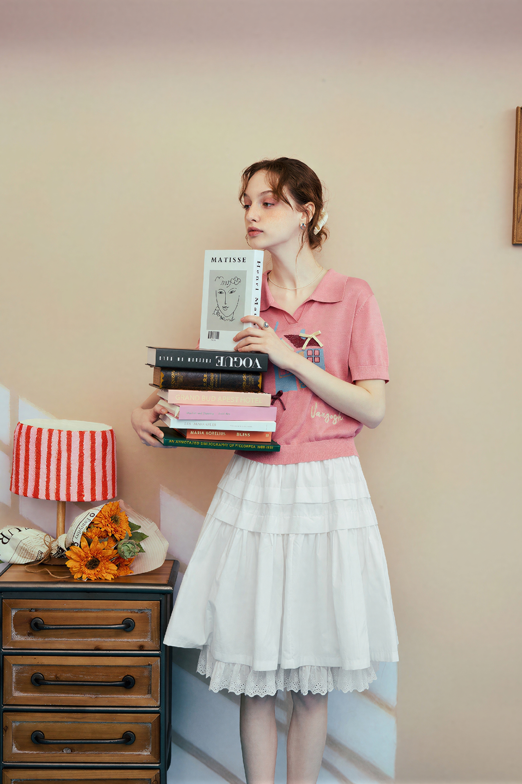 Pink Knit Short-Sleeve Polo Shirt