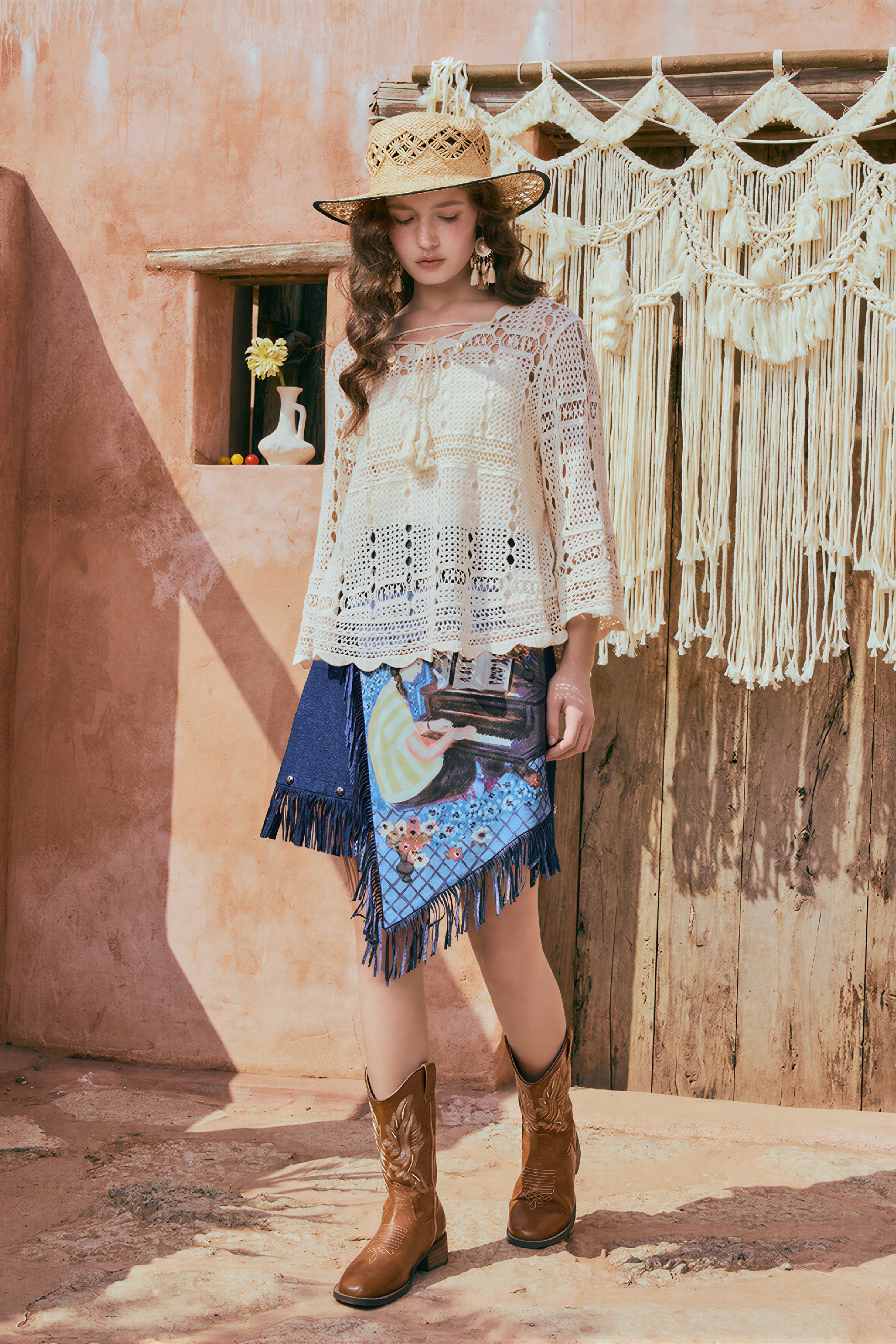 Bohemian Openwork Bell-Sleeve Cover-Up