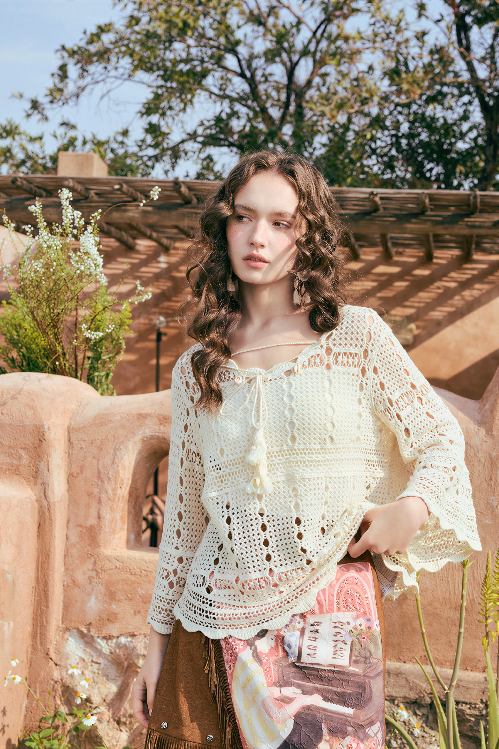 Bohemian Openwork Bell-Sleeve Cover-Up