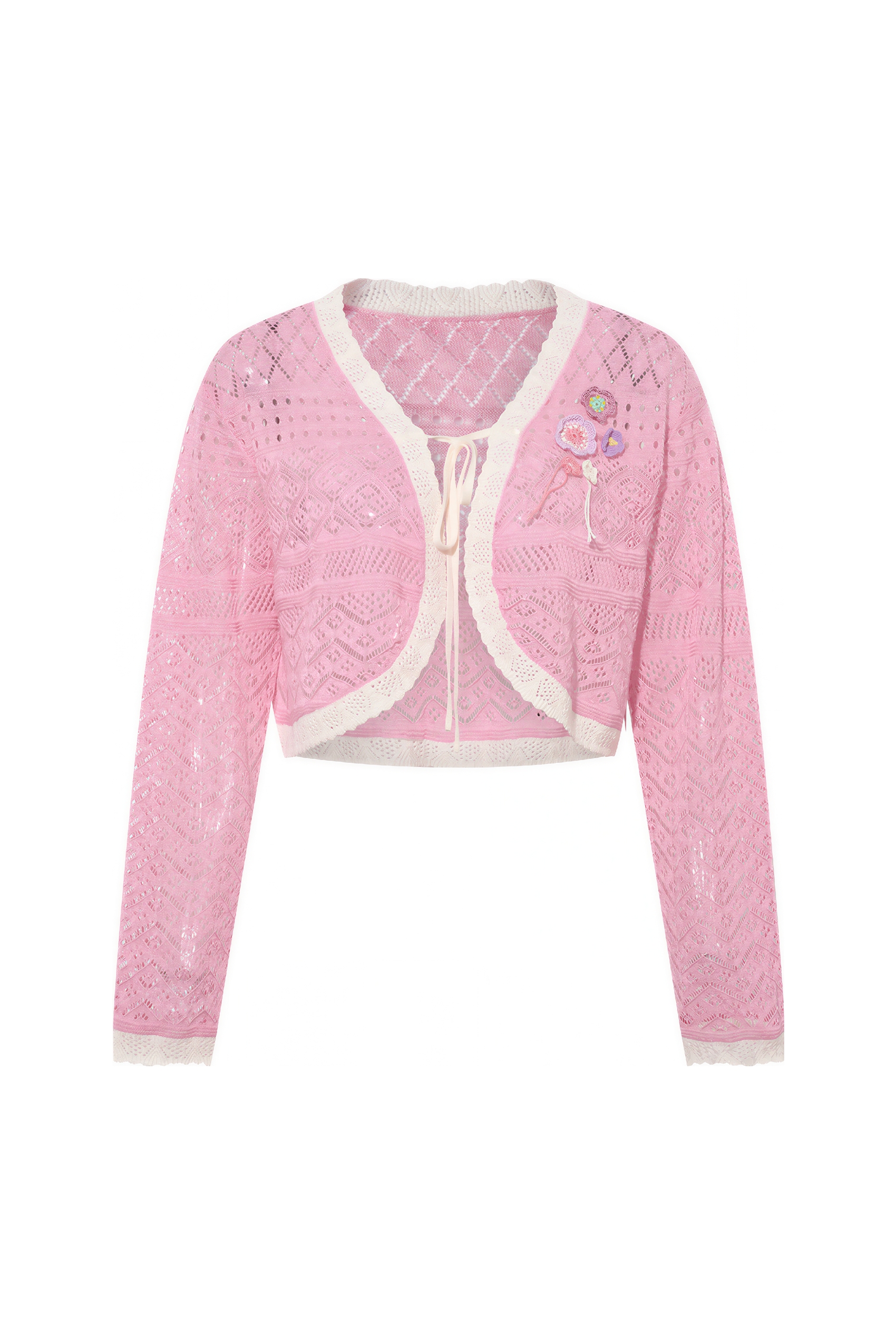 Lightweight Openwork Short Knit Cardigan