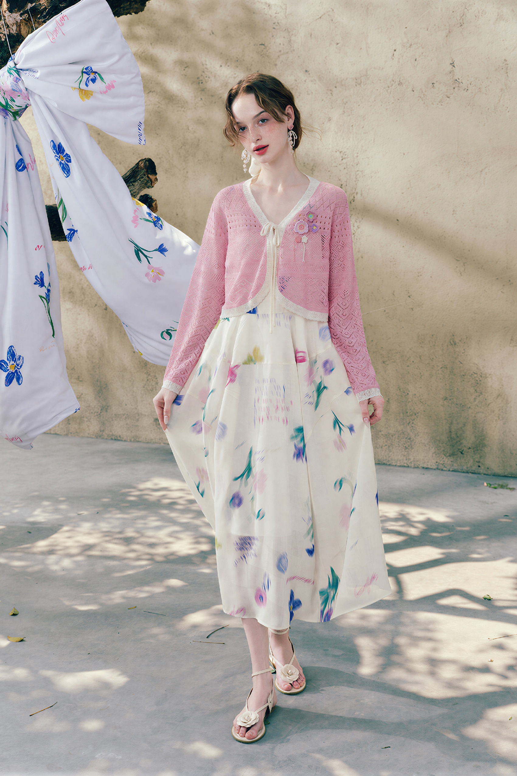 Lightweight Openwork Short Knit Cardigan