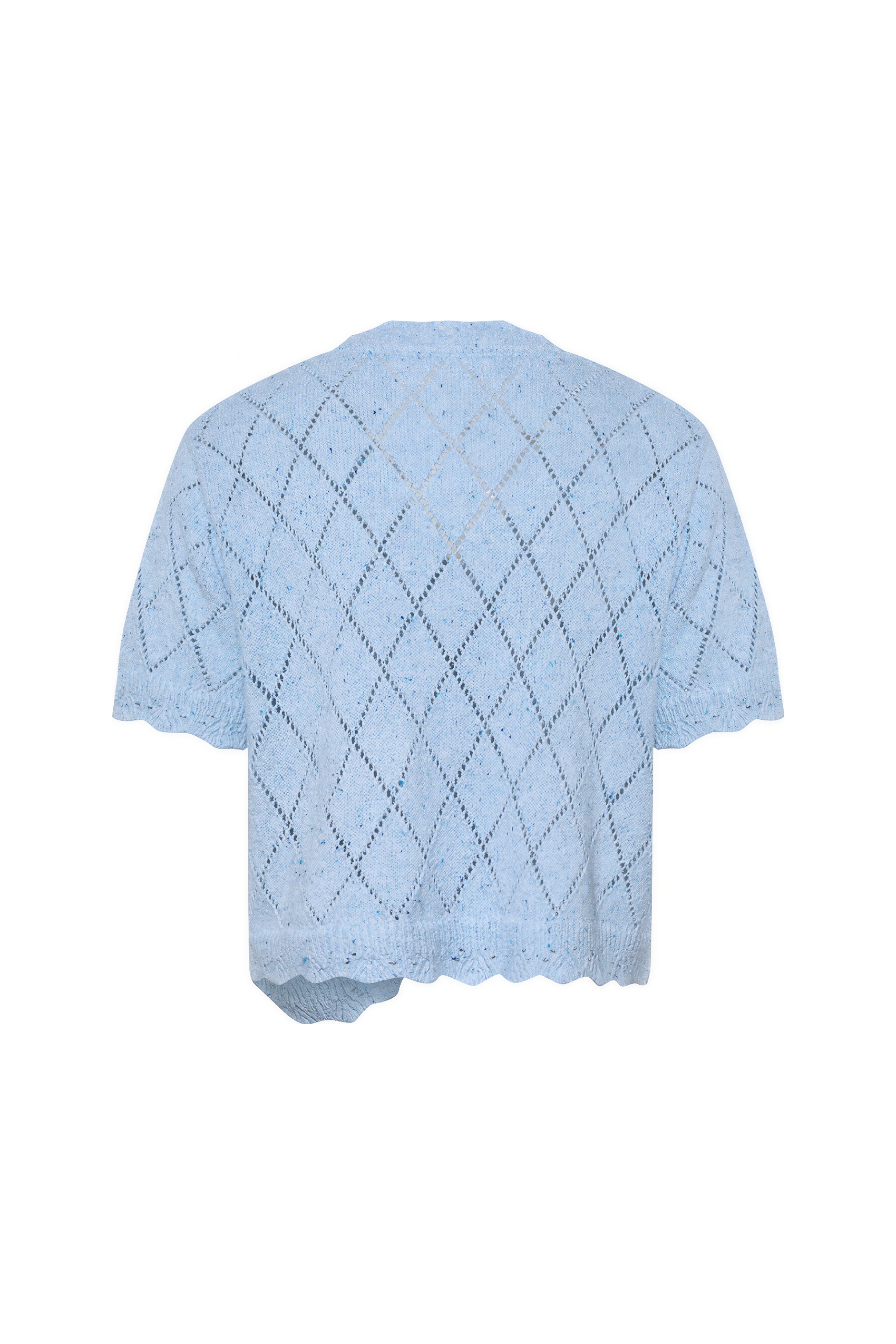 Blue V-Neck Short Knit Cardigan Tee