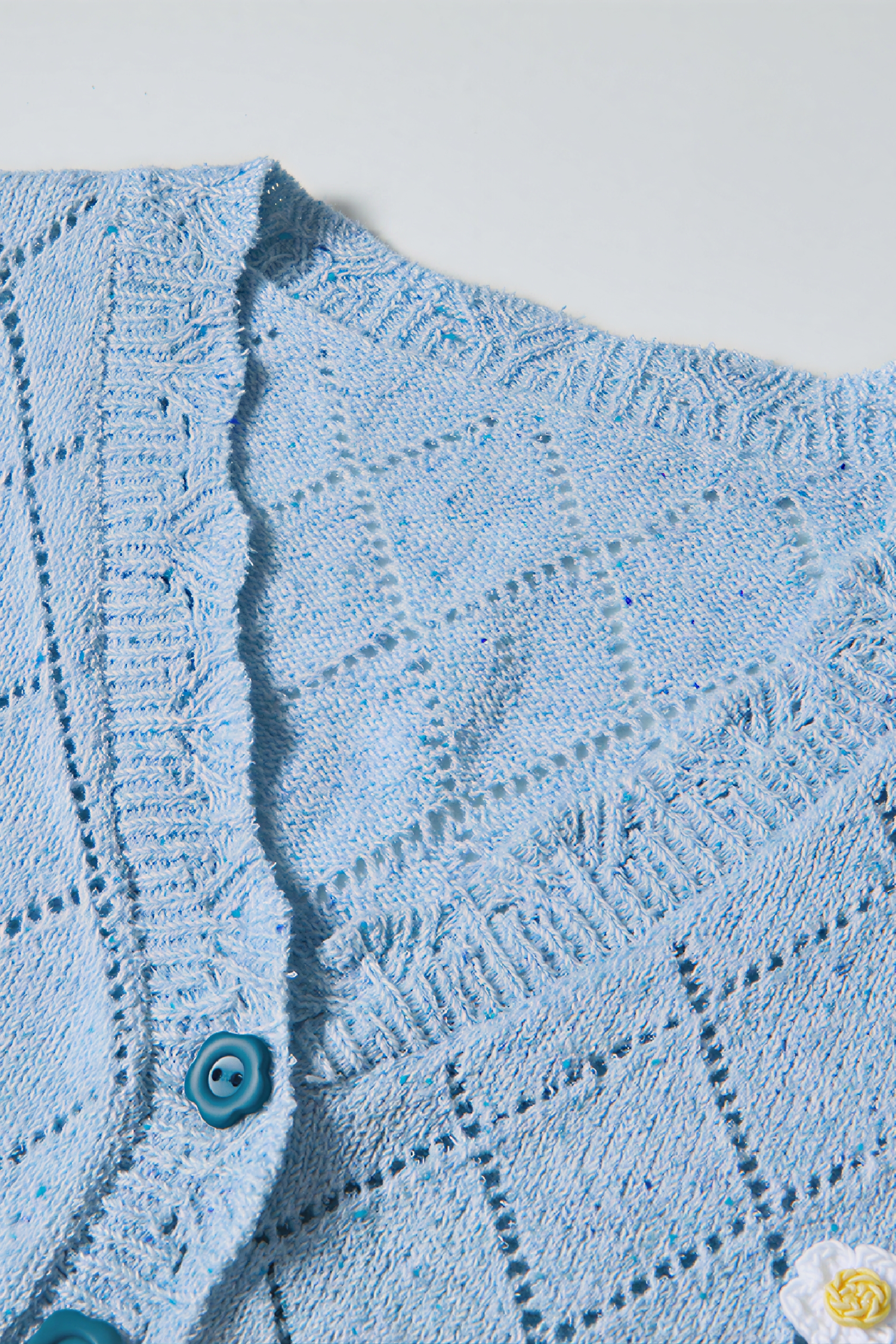 Blue V-Neck Short Knit Cardigan Tee