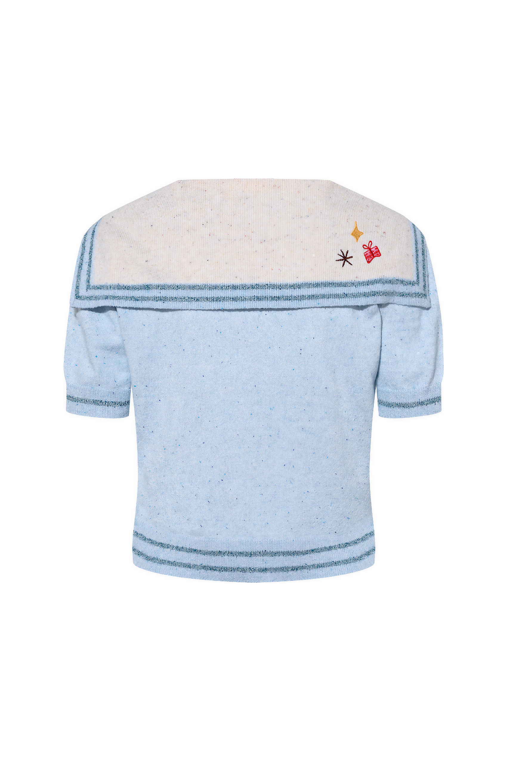 Color-Block Sailor Collar Knit Cardigan