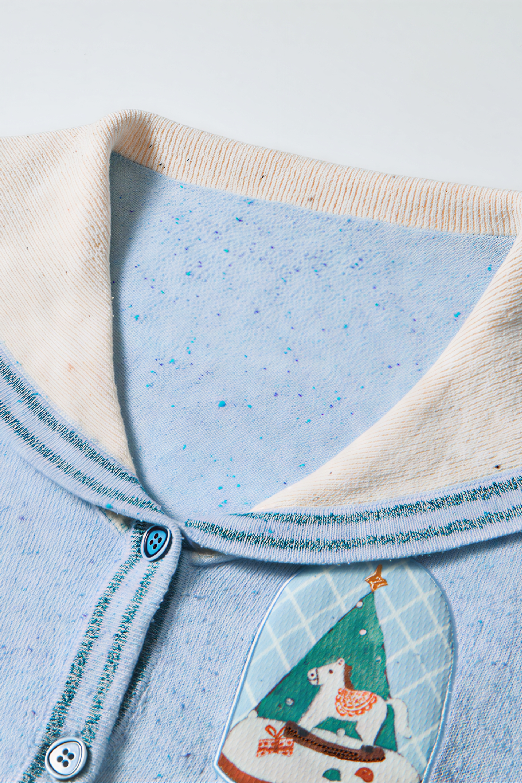 Color-Block Sailor Collar Knit Cardigan