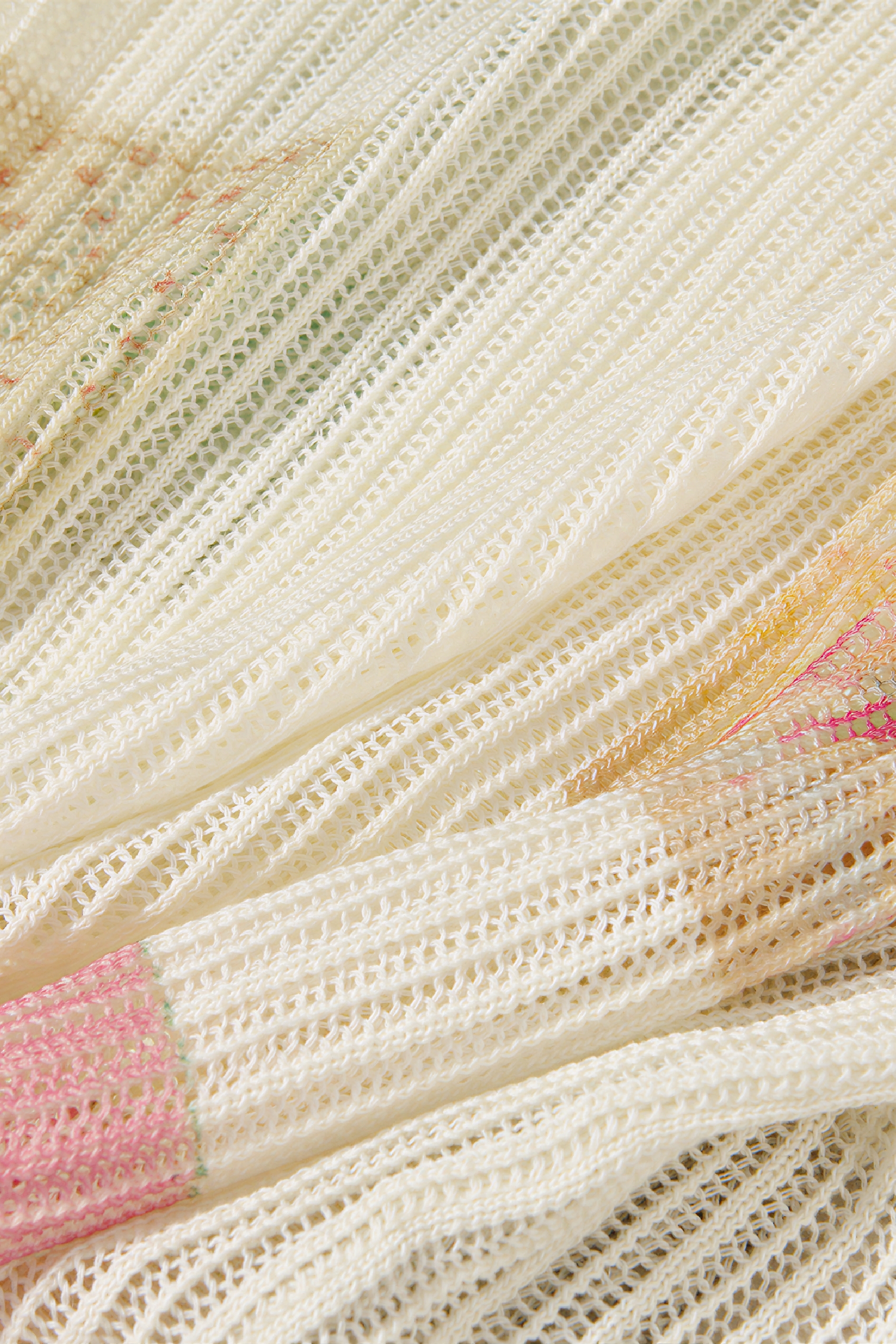 Vintage Printed Open-Knit Cardigan