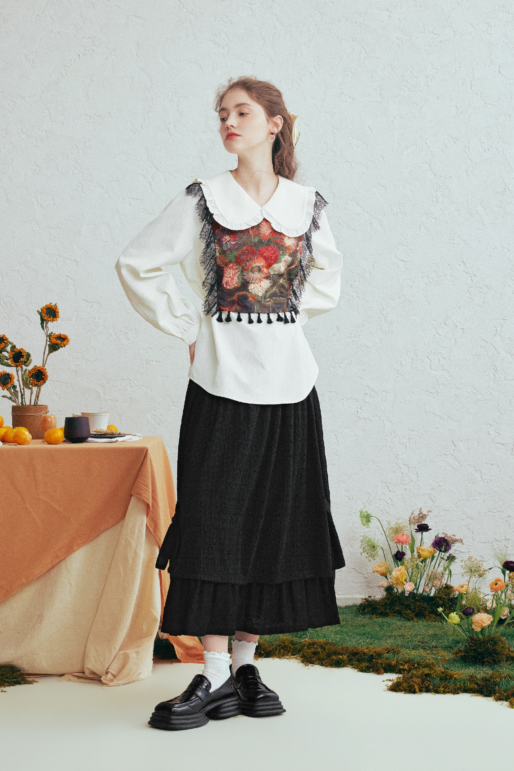 Designer Layered-Look Long-Sleeve Shirt