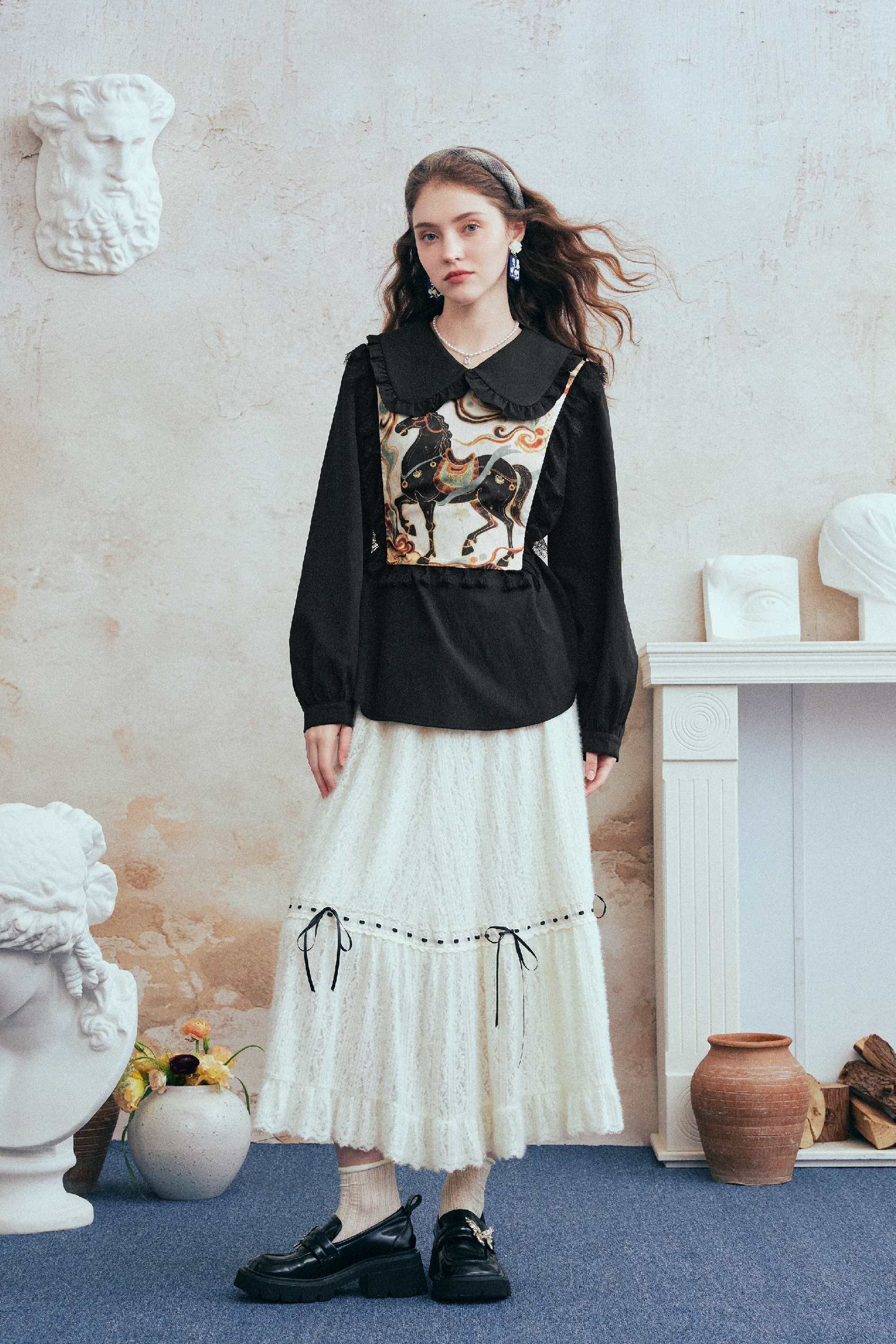 Designer Layered-Look Long-Sleeve Shirt