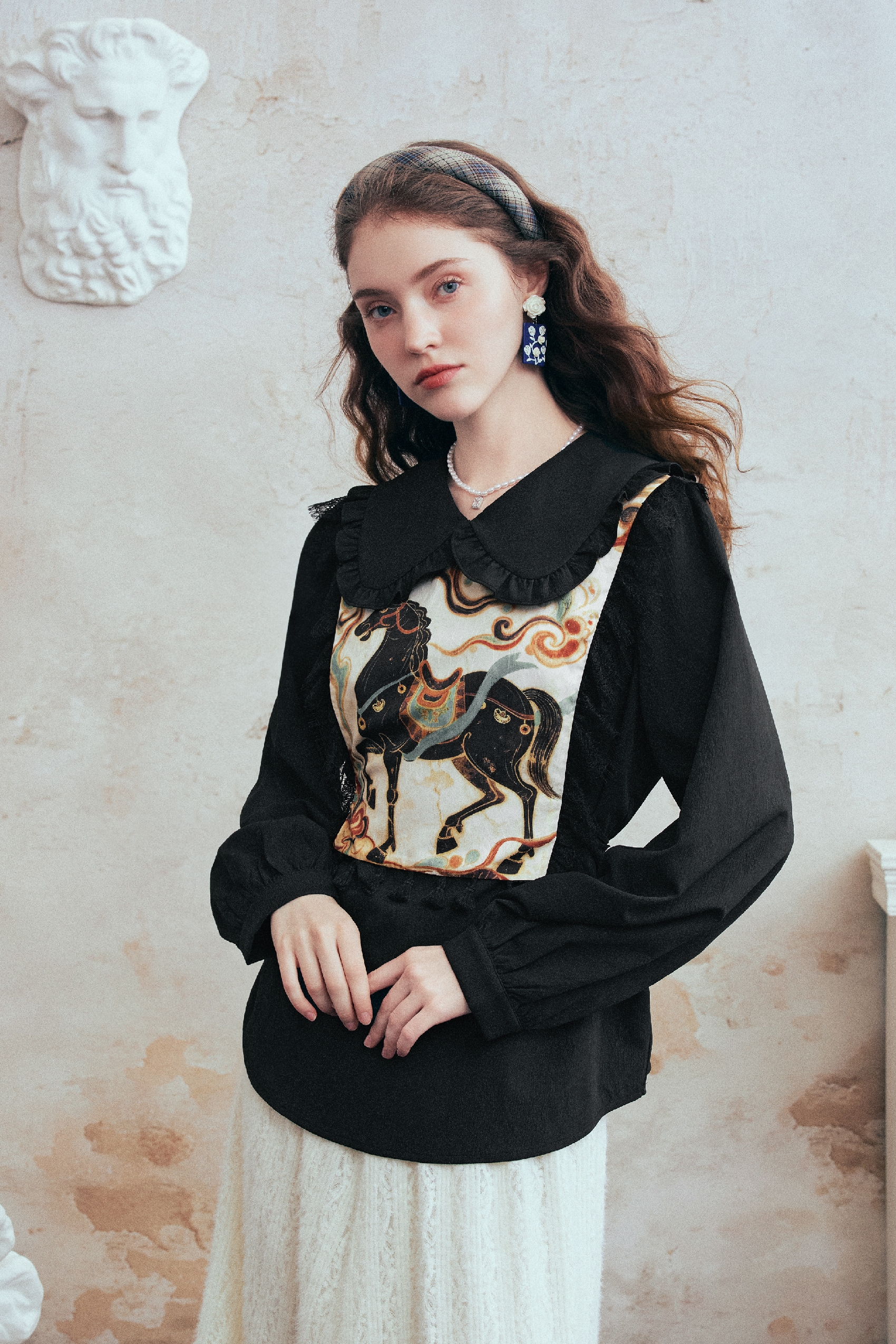 Designer Layered-Look Long-Sleeve Shirt