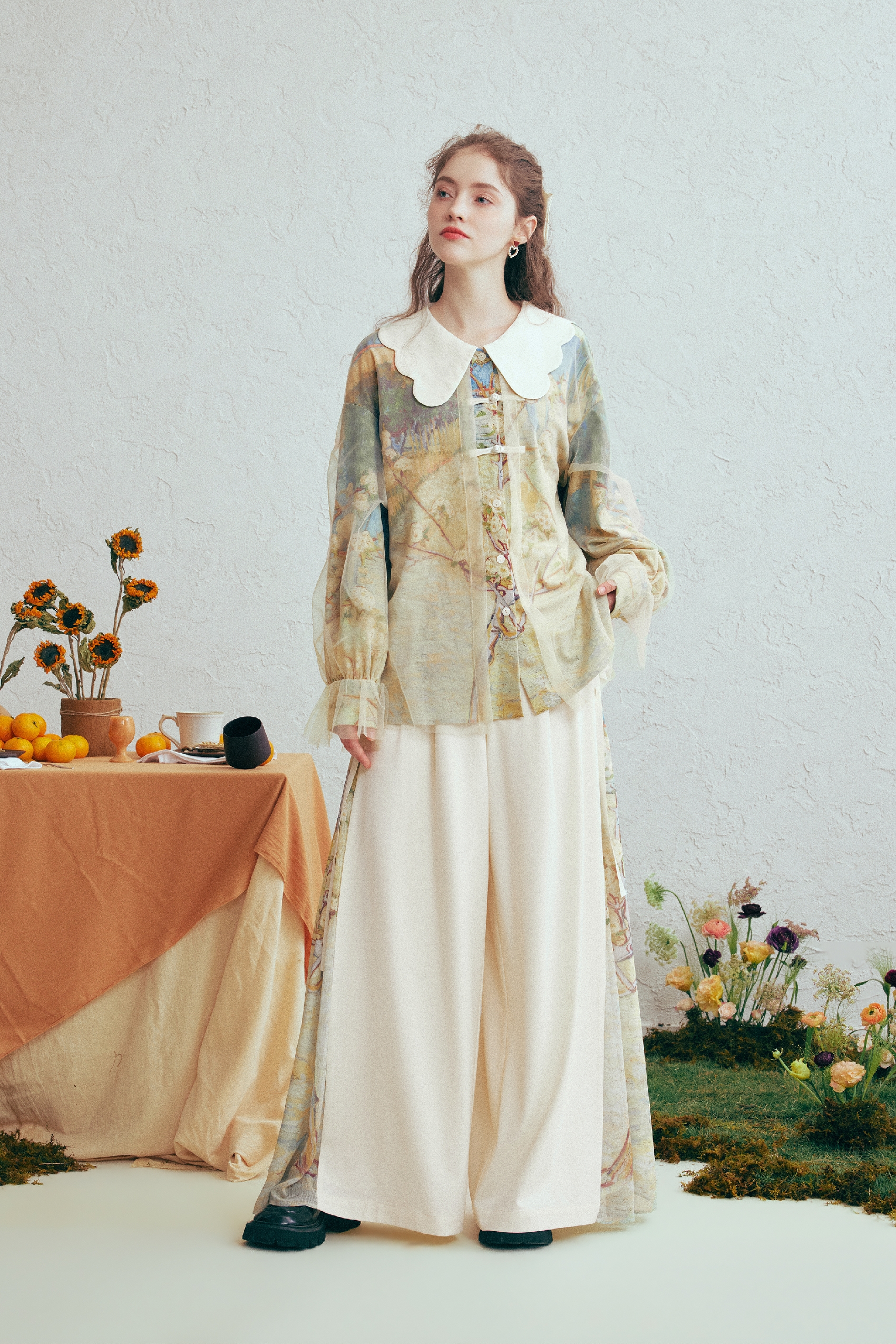 Doll Collar Modern Chinese-Style Shirt