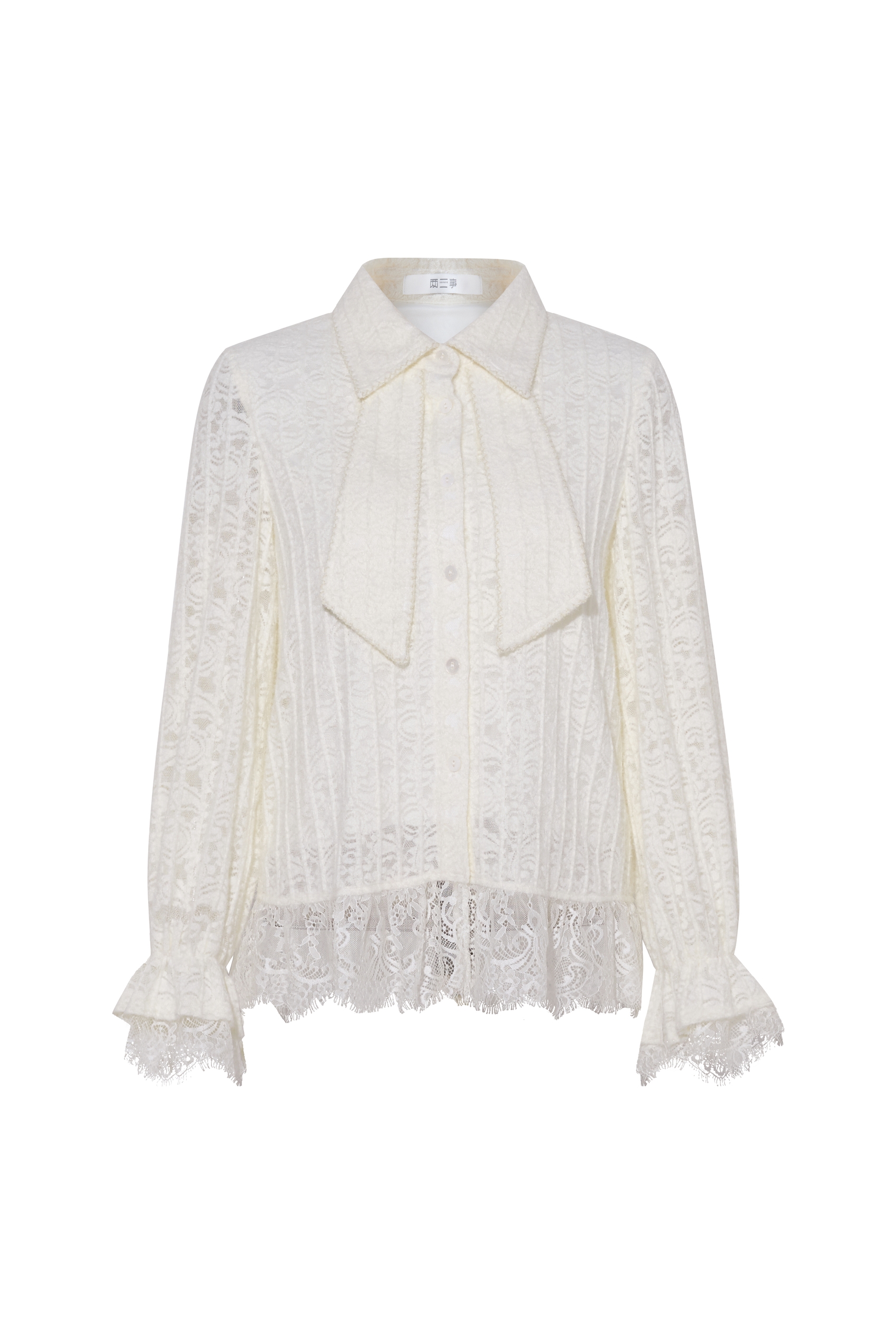 Lace Long-Sleeve Designer White Shirt