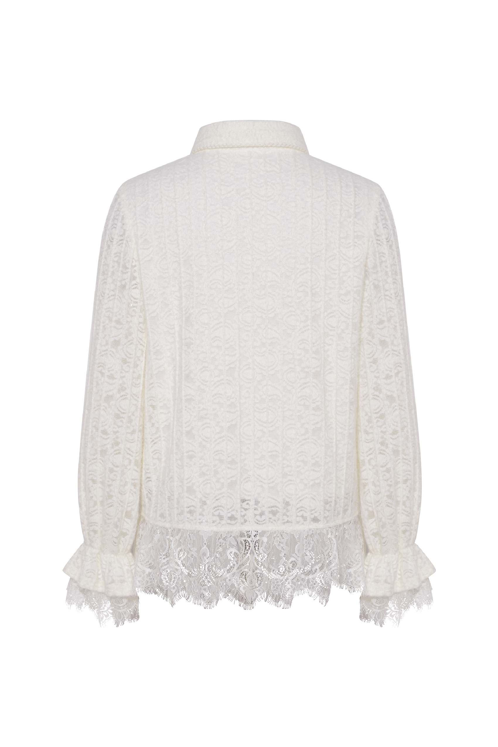 Lace Long-Sleeve Designer White Shirt