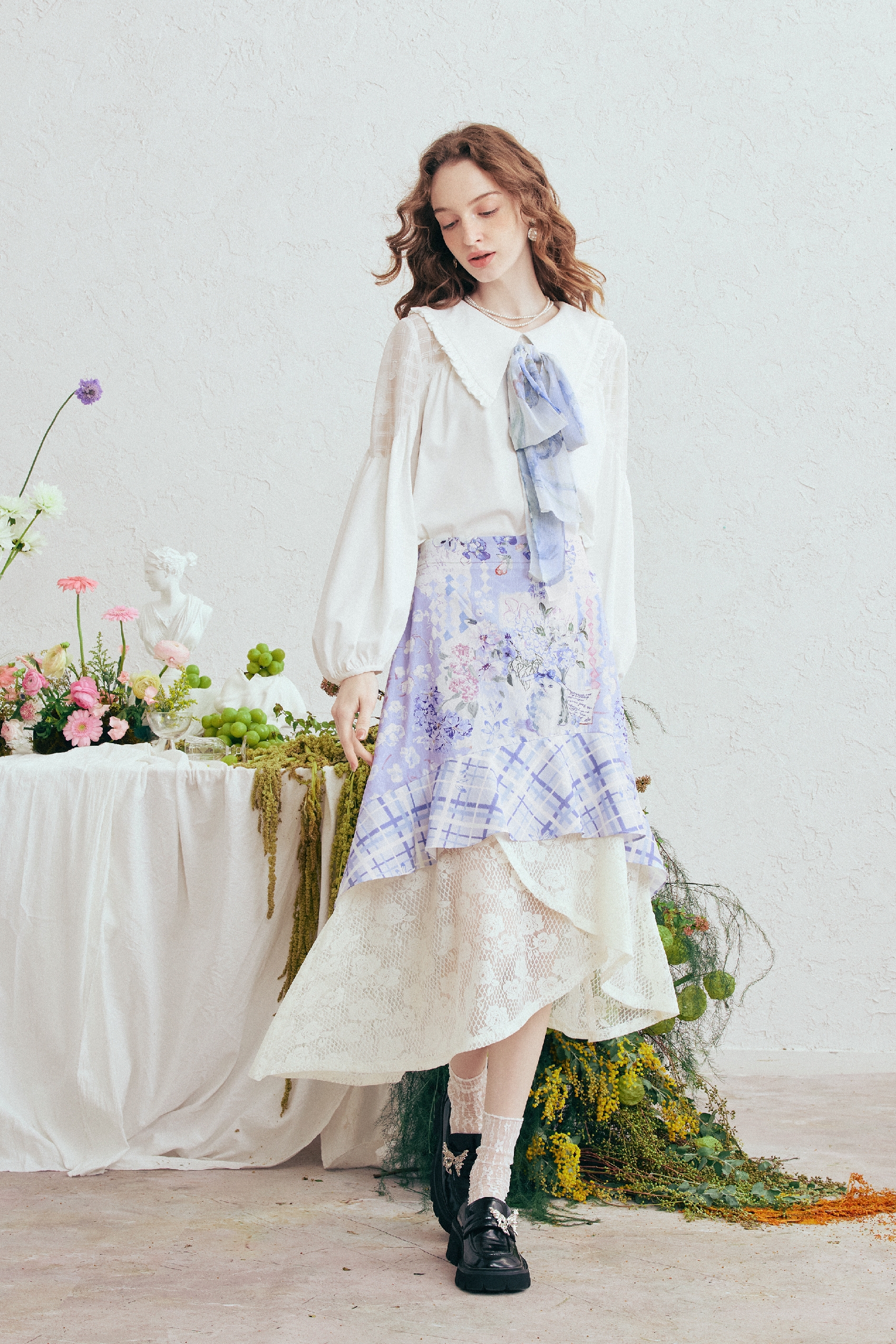 White Balloon Sleeve Shirt