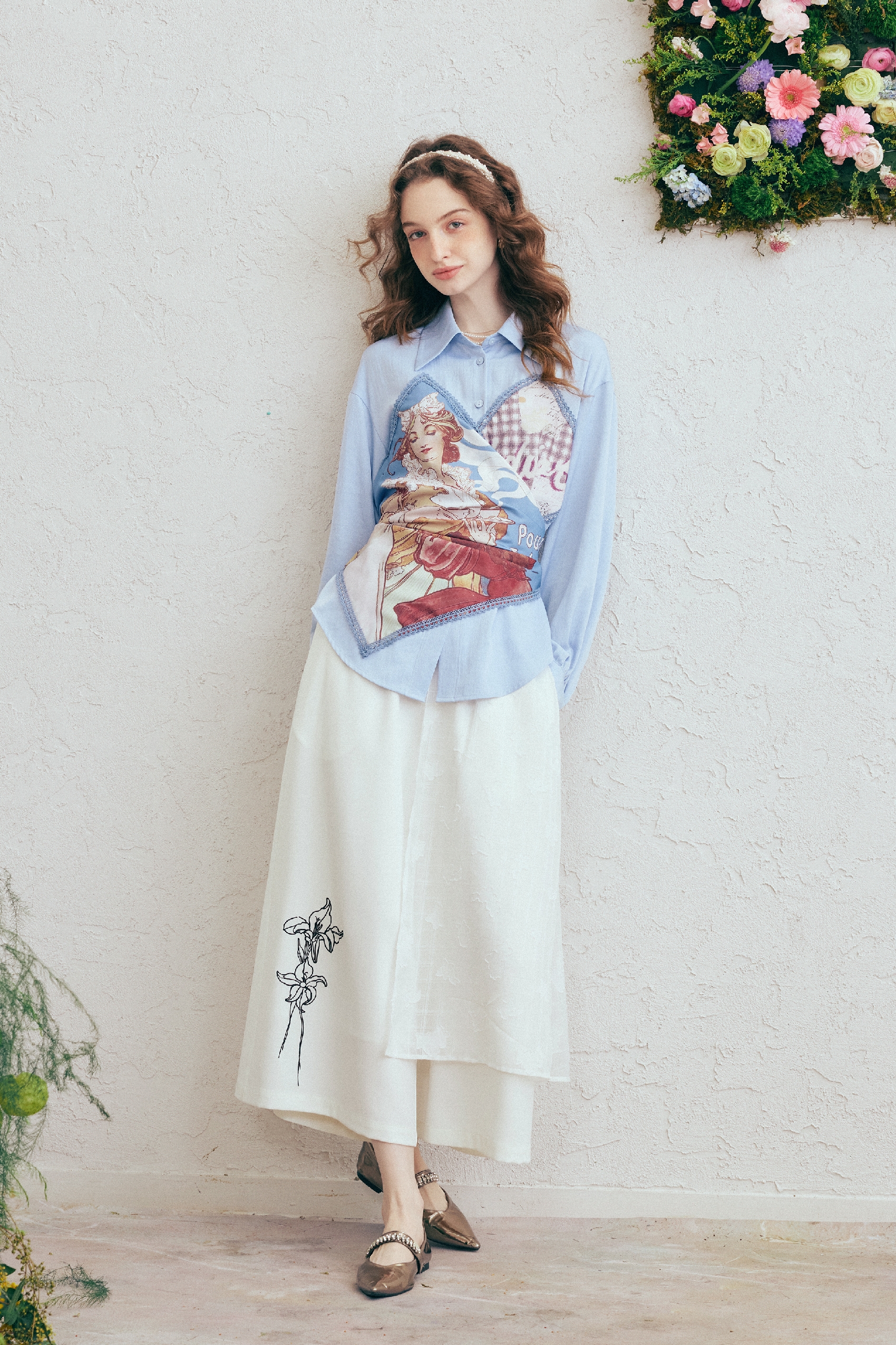 Faux Layered Printed Shirt