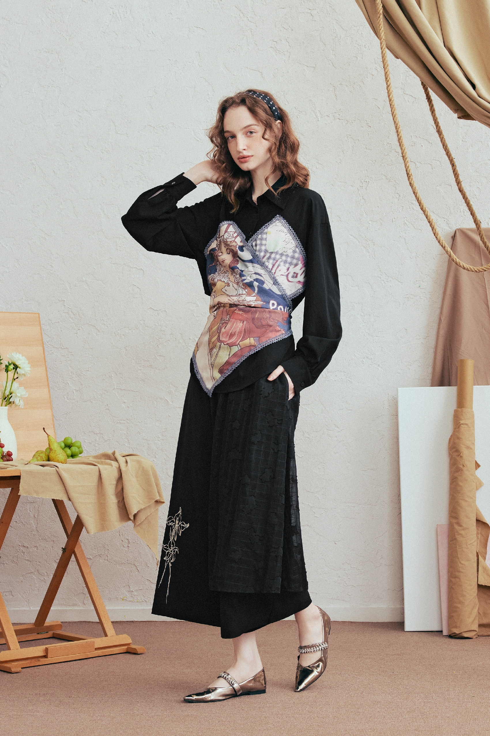 Faux Layered Printed Shirt