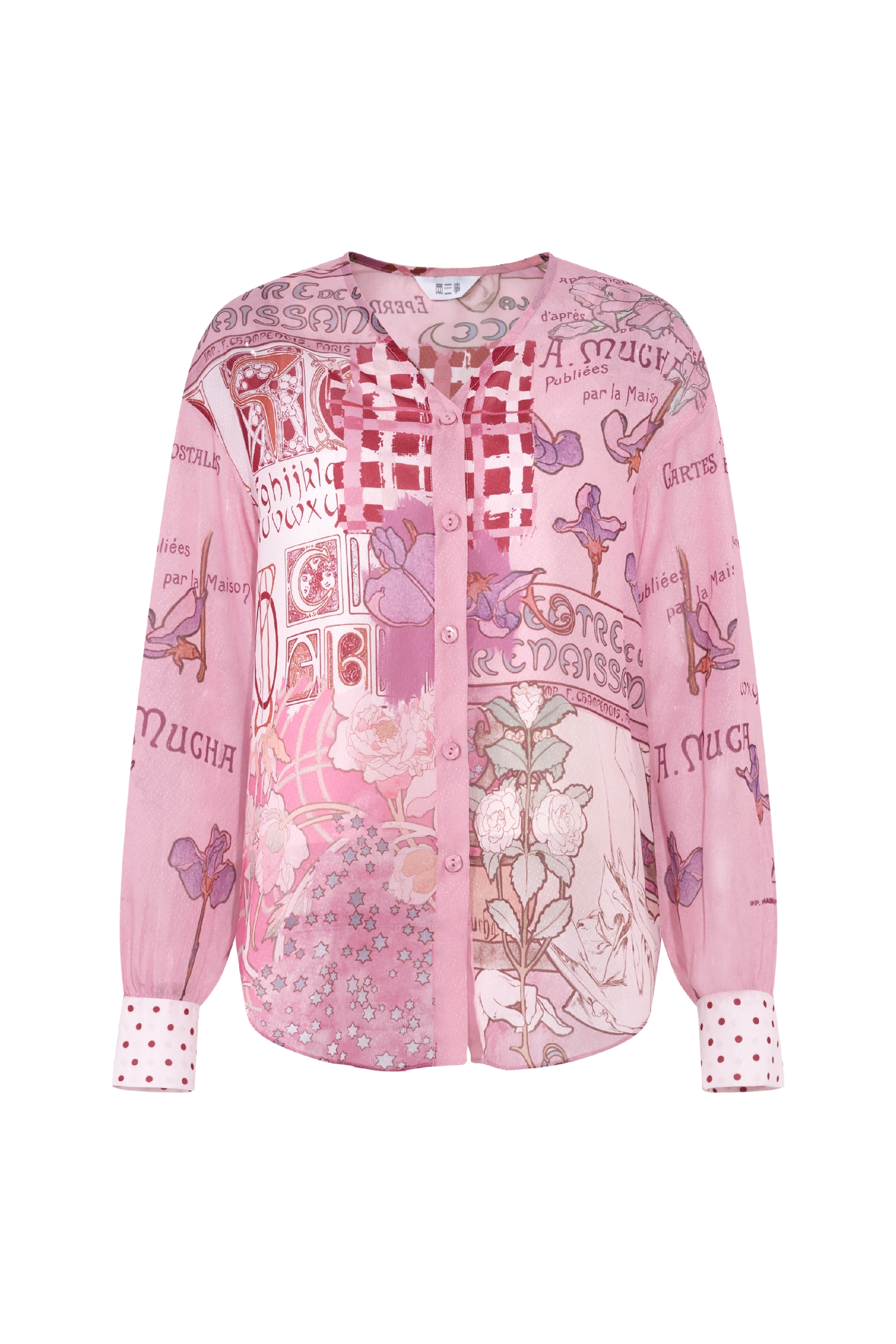 Pink Floral Print Long Sleeve Shirt-LYONSENS