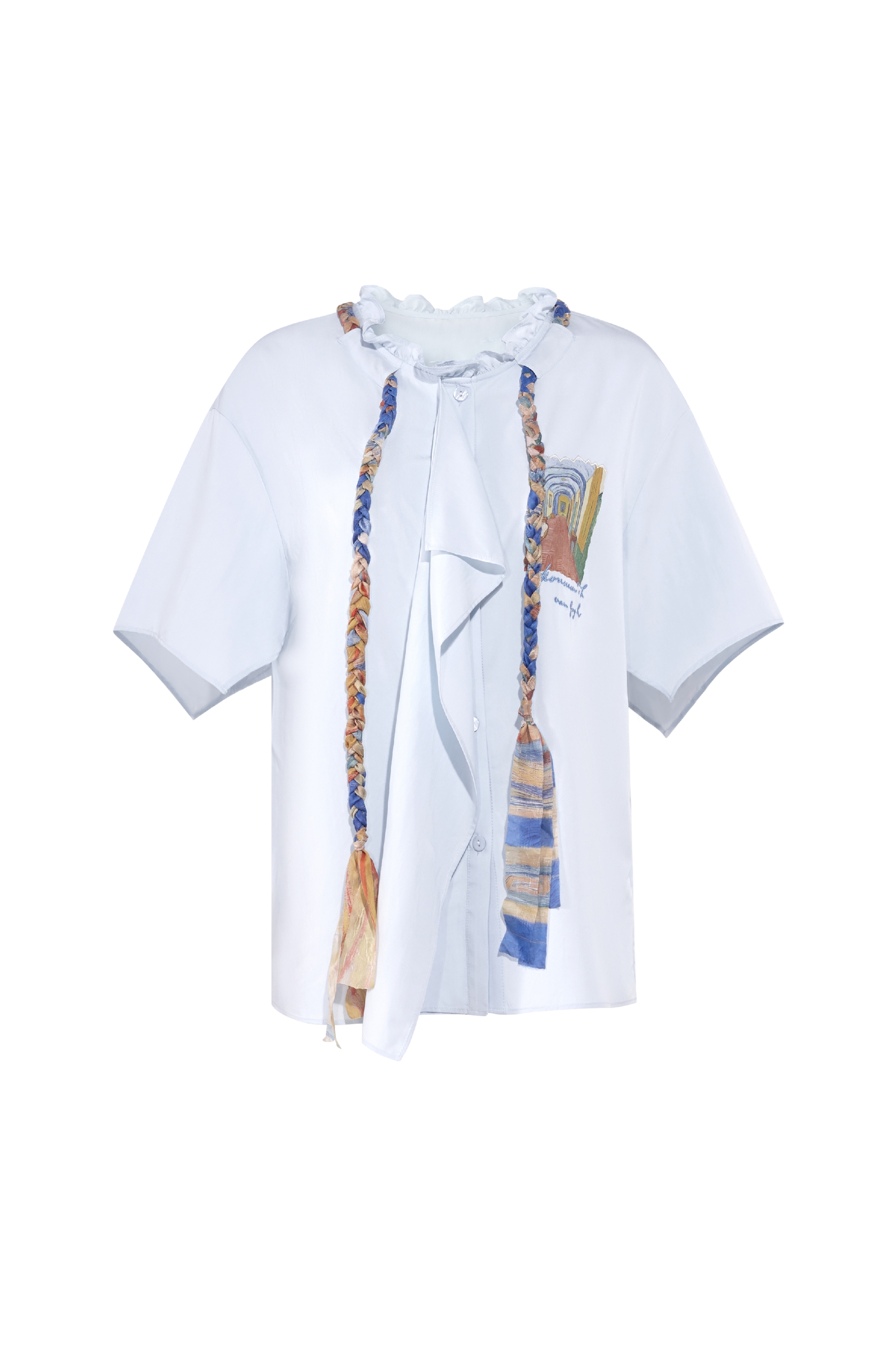 Detachable Tie Print Shirt