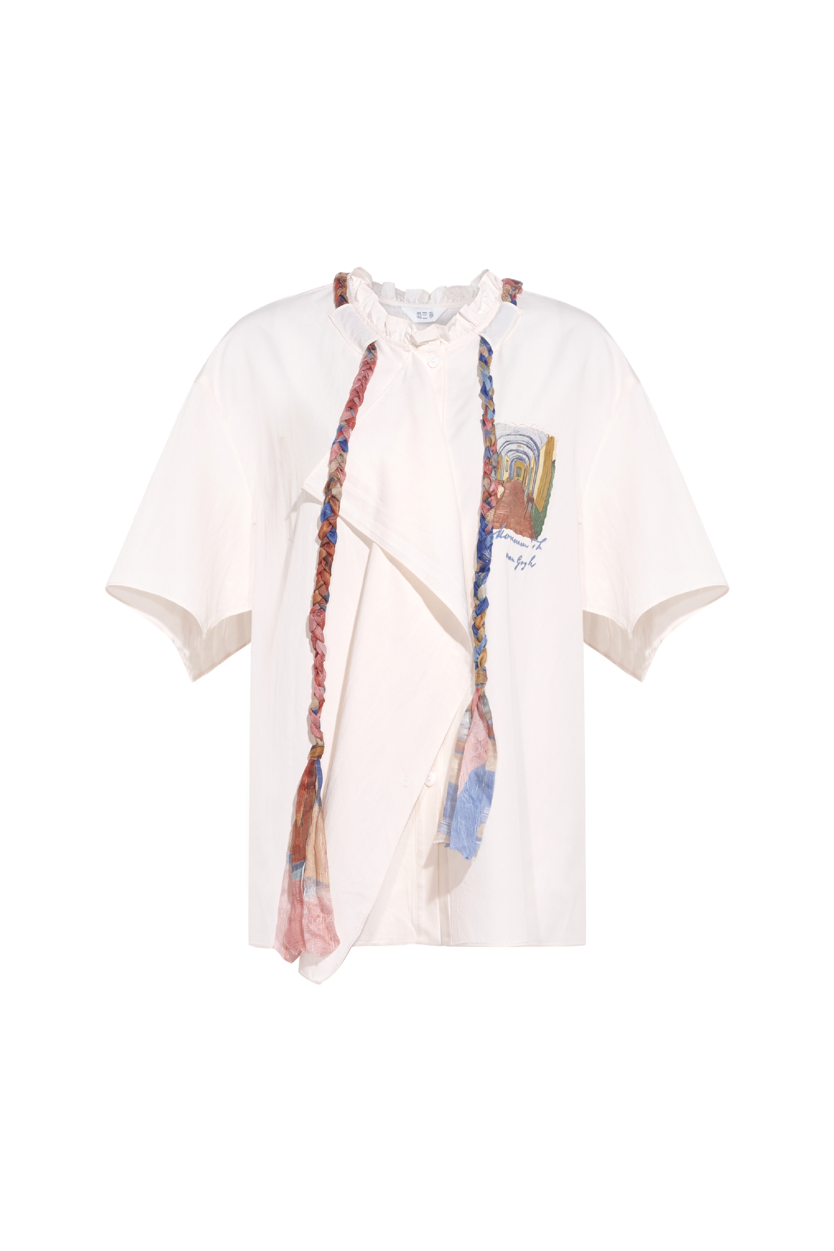 Detachable Tie Print Shirt