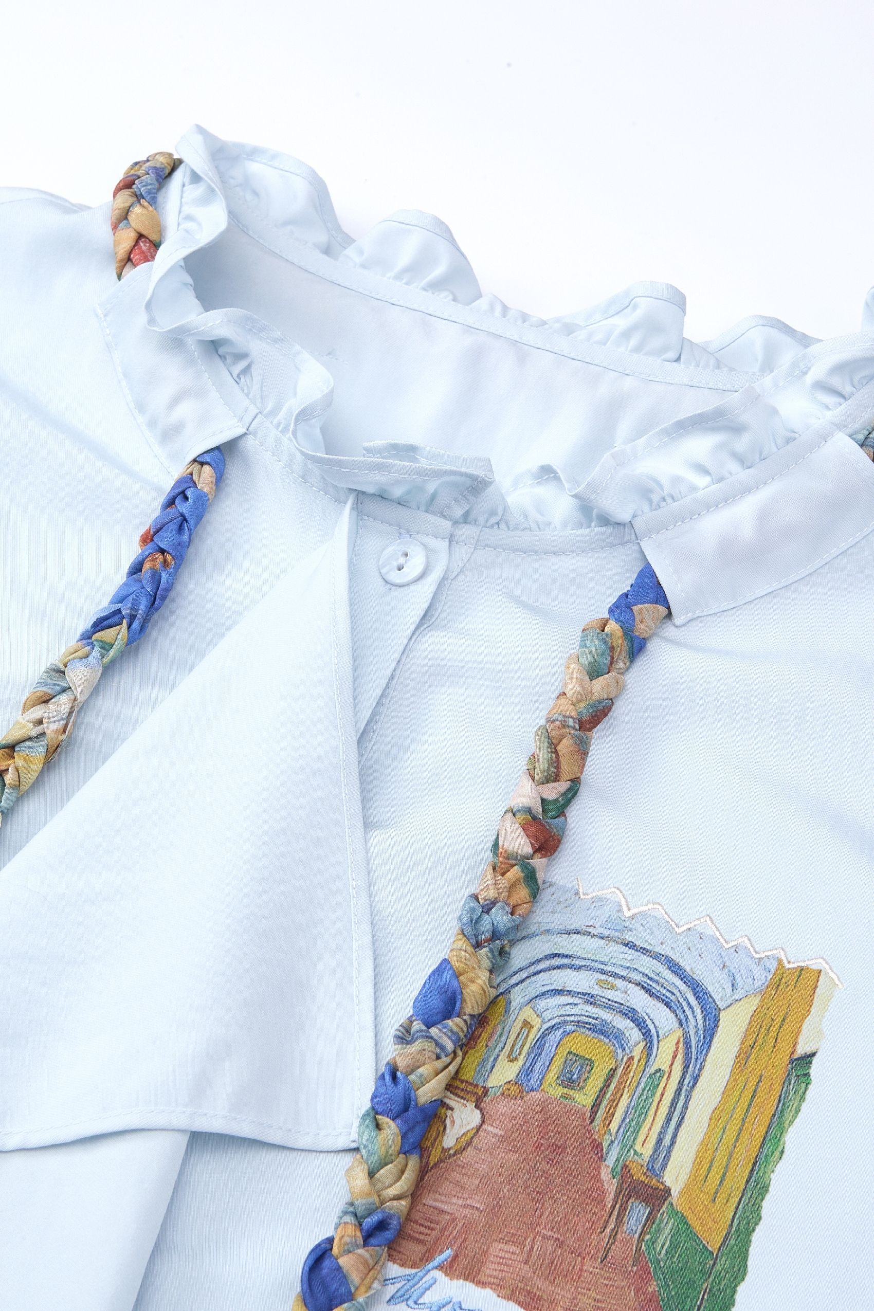 Detachable Tie Print Shirt