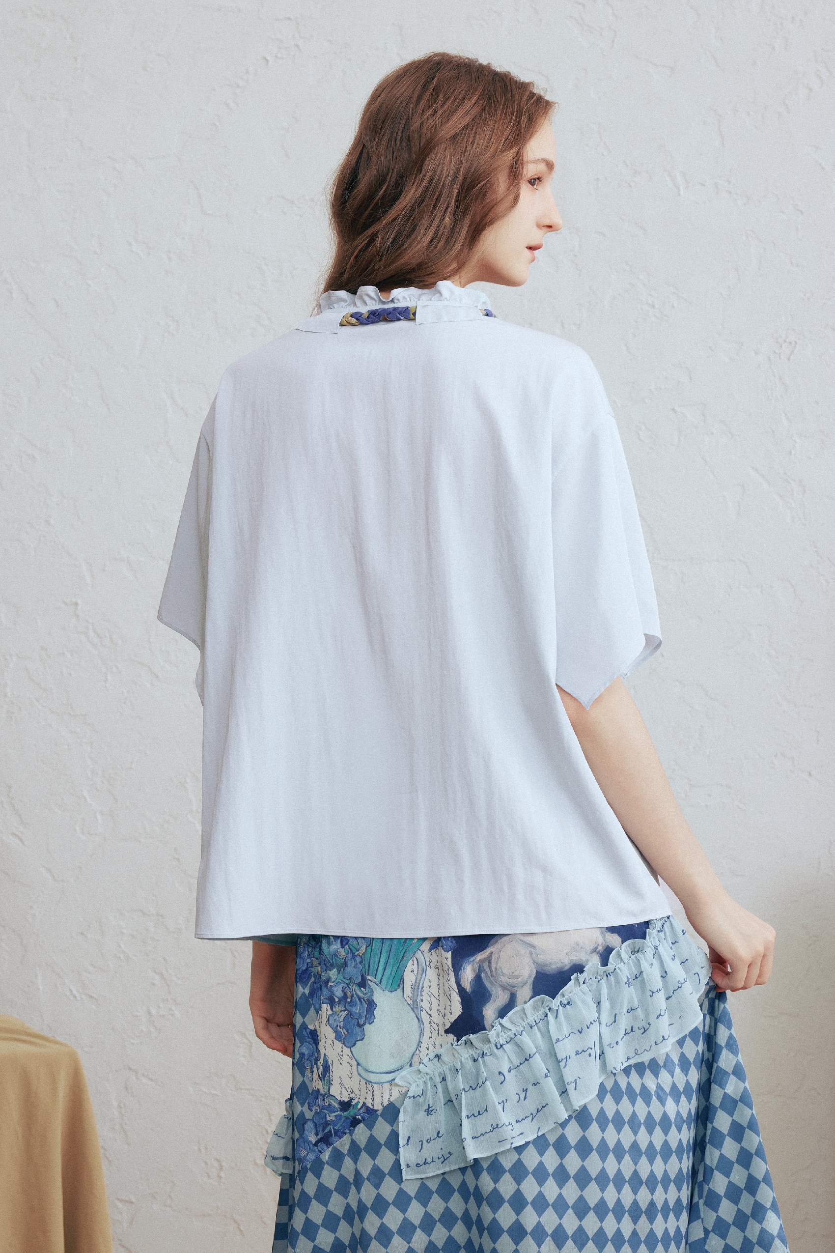 Detachable Tie Print Shirt