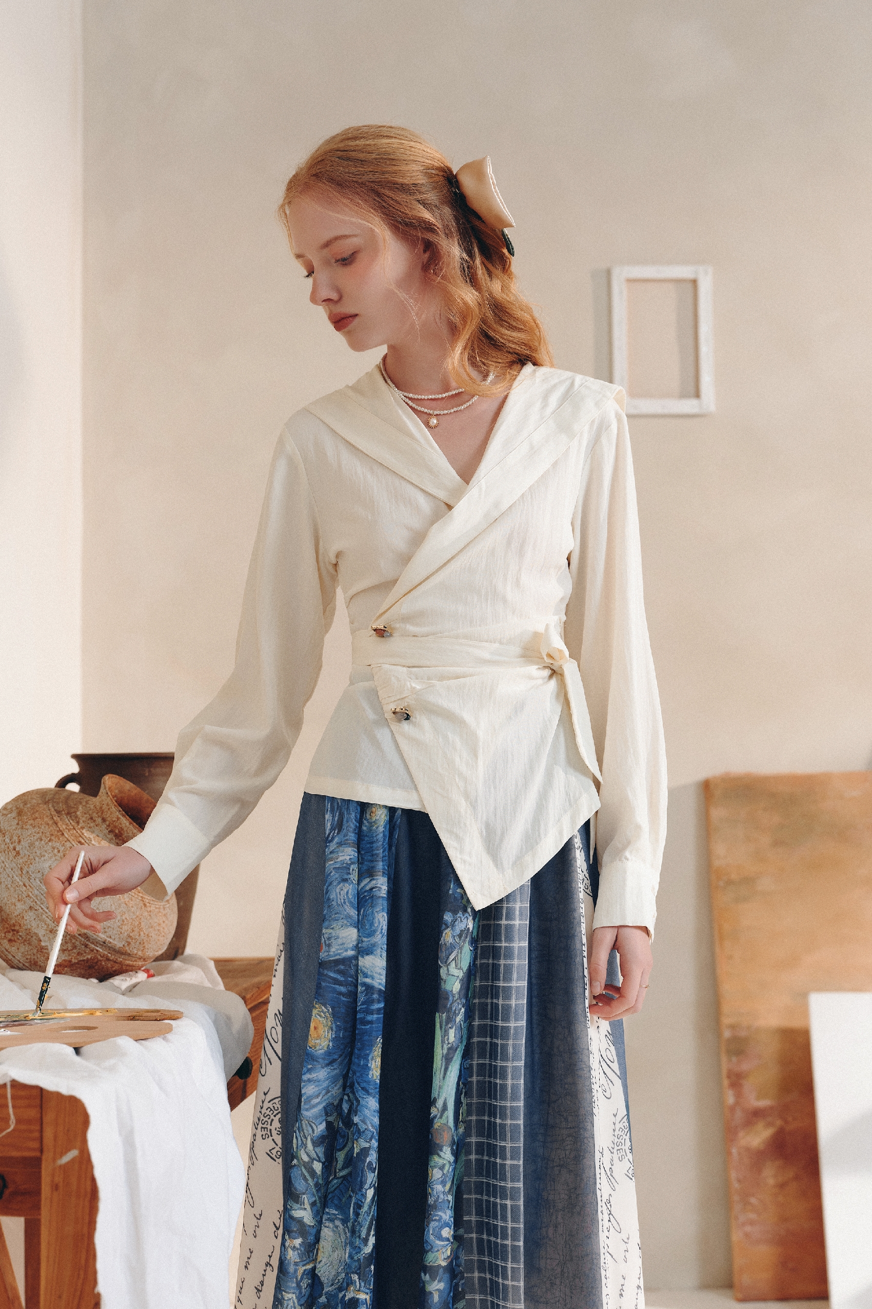 Sailor Collar Long Sleeve Shirt