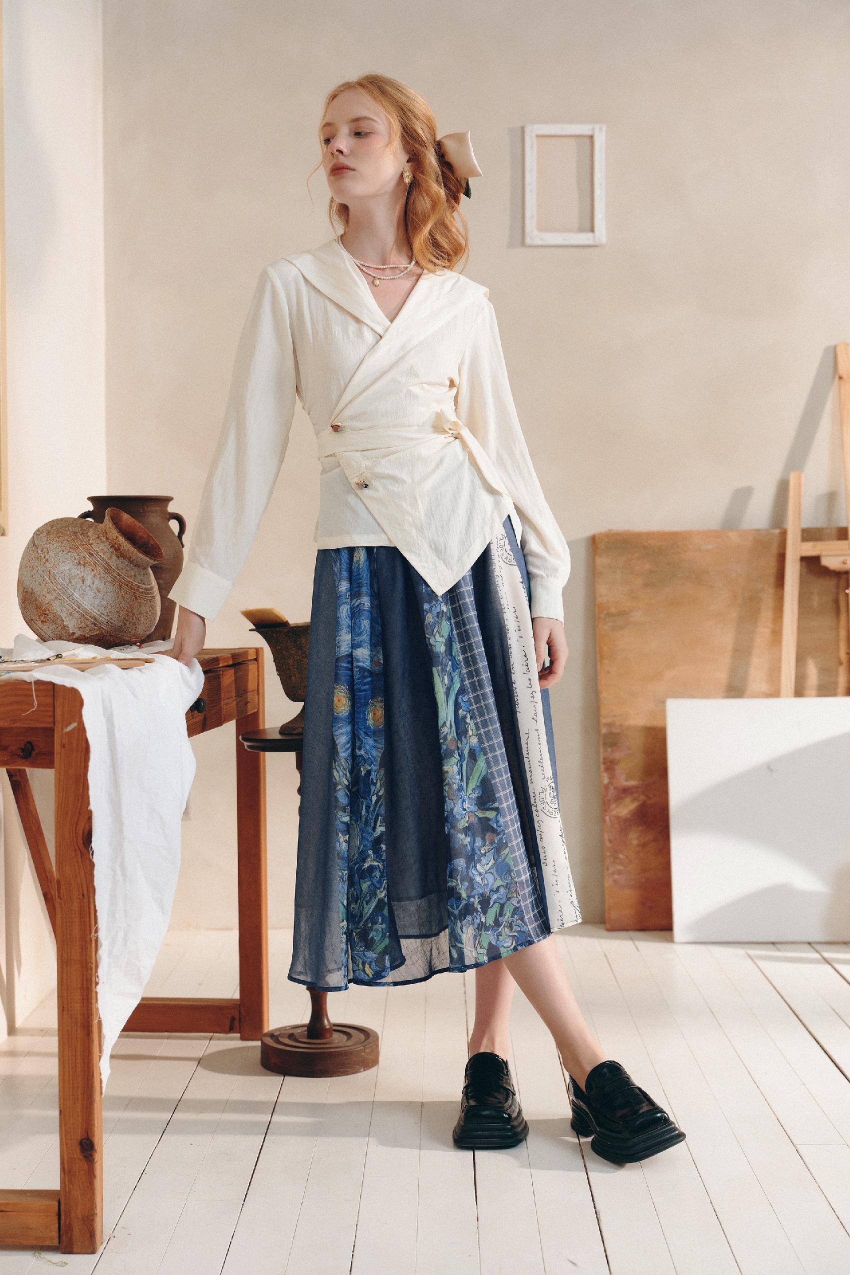 Sailor Collar Long Sleeve Shirt