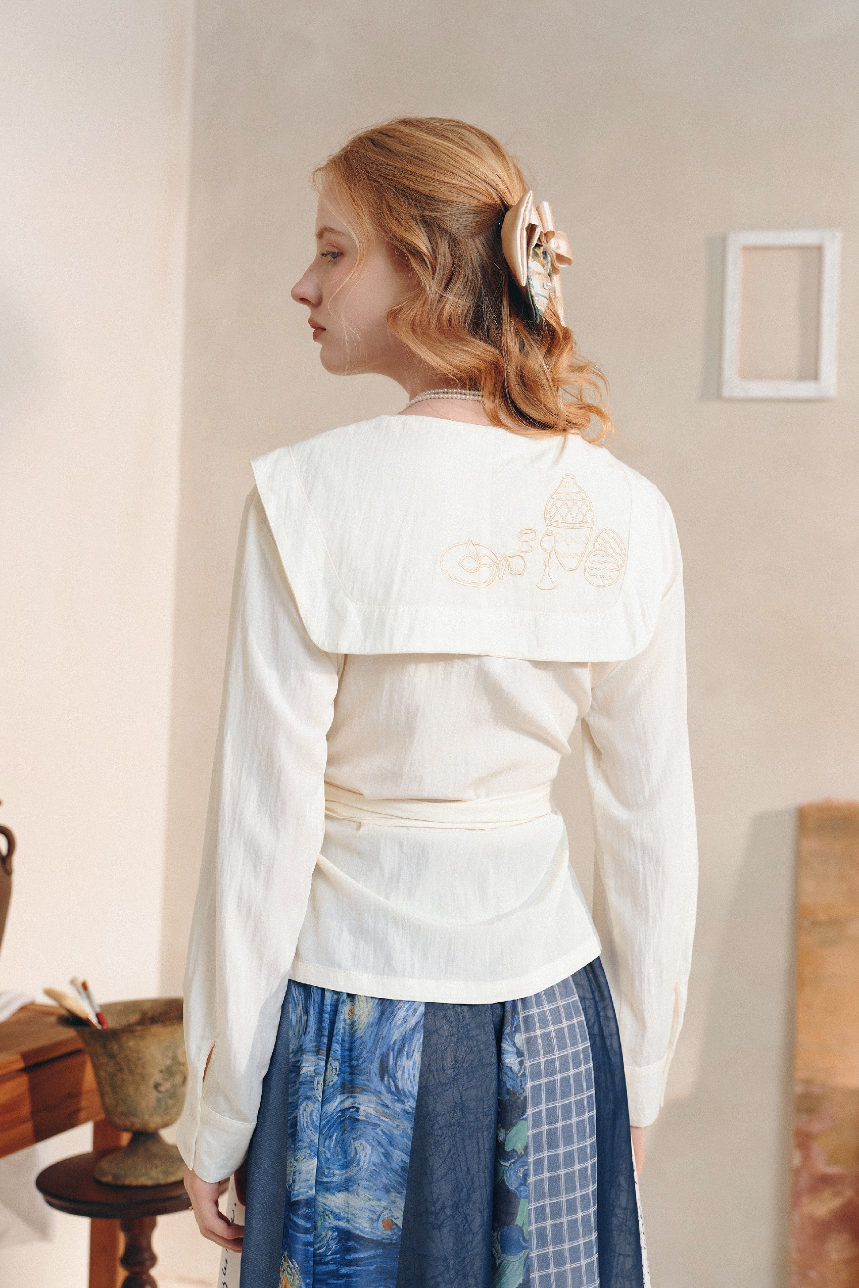 Sailor Collar Long Sleeve Shirt