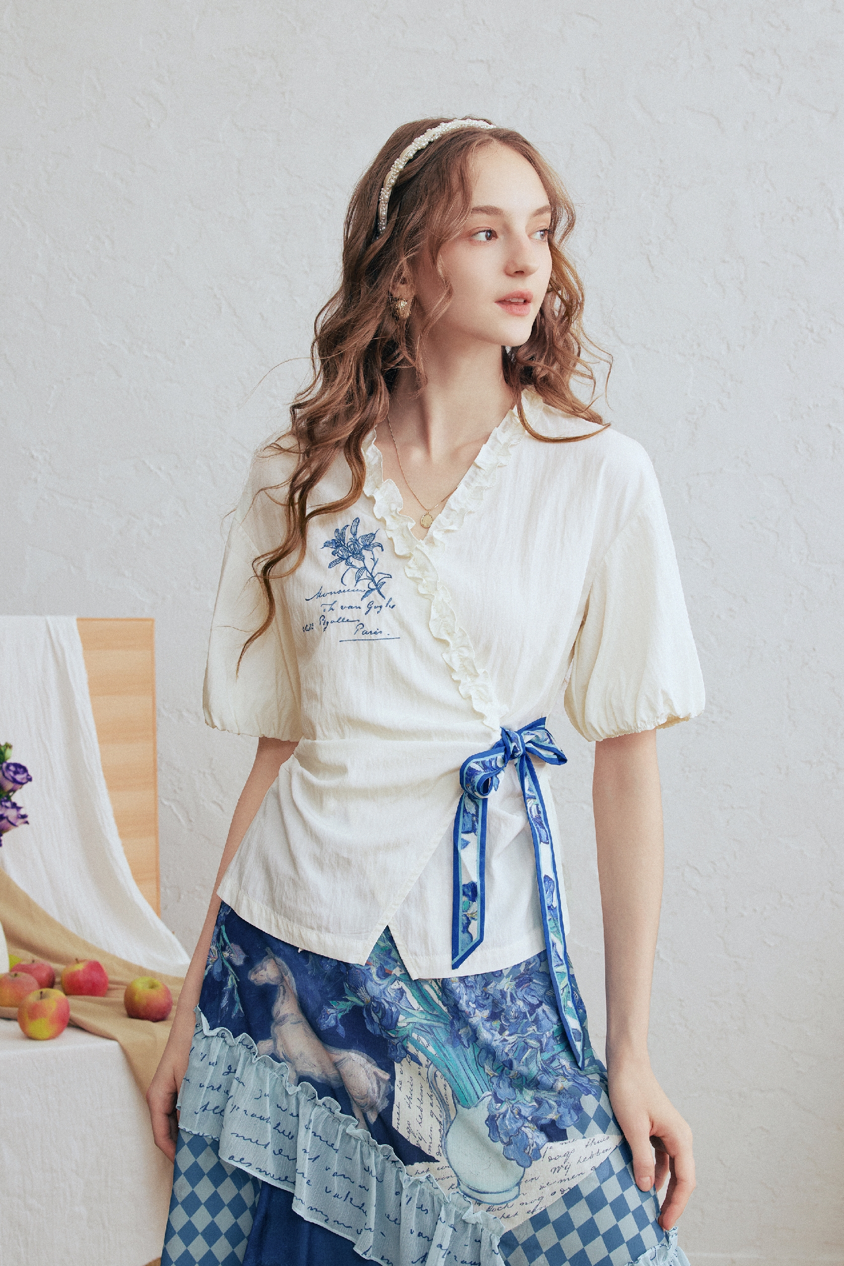 White V-Neck Short Sleeve Shirt